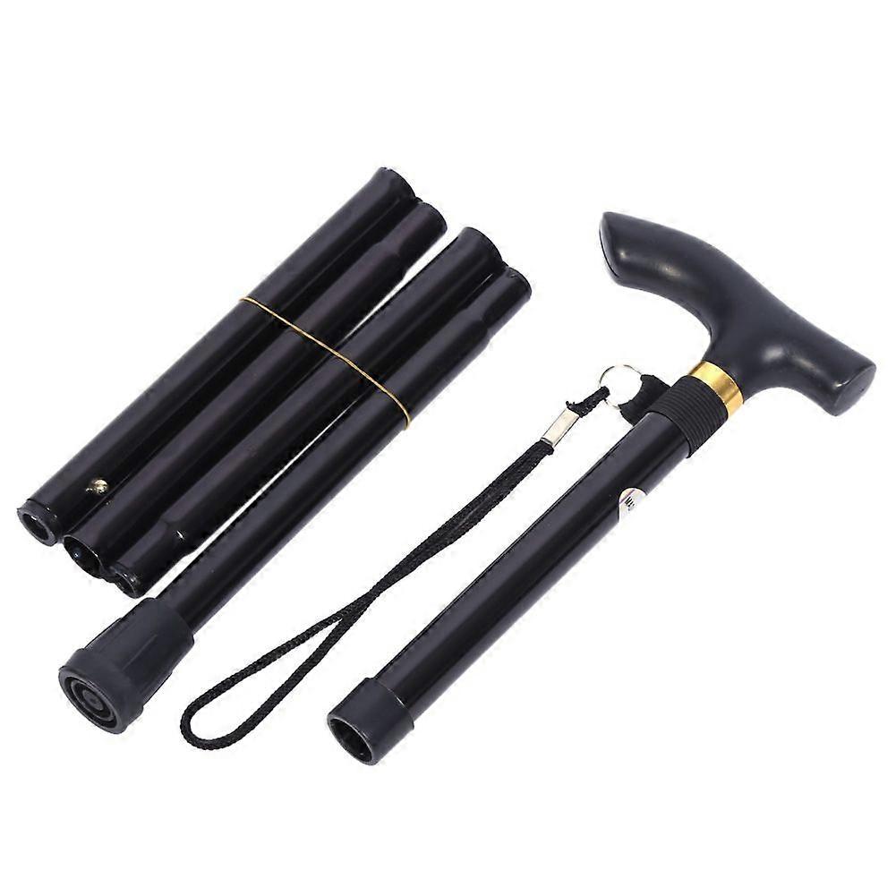 Handle Folding Cane AntiShock Telescopic Walking Climbing Stick ( Black Without LED Light)