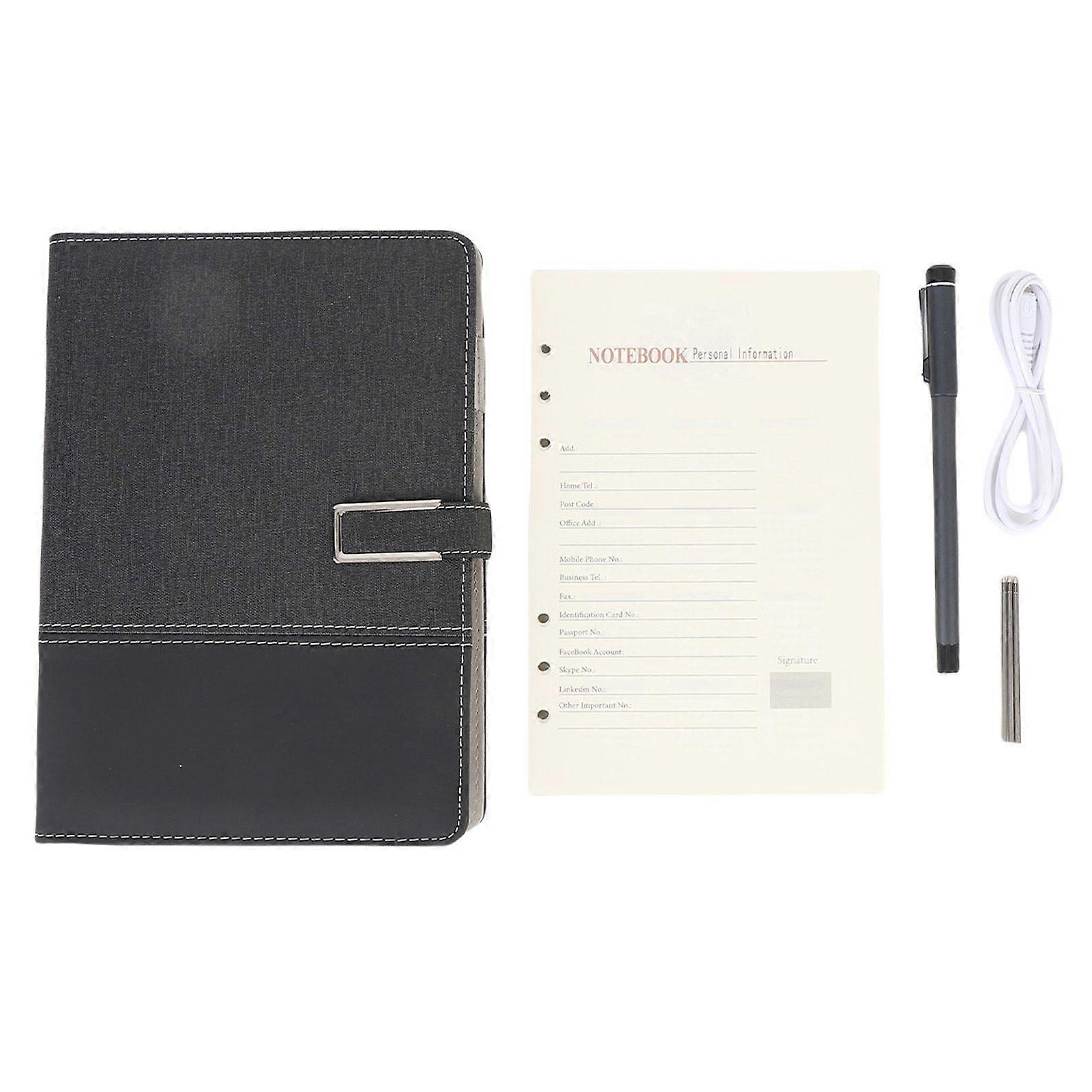 Digital Smart Pen Notebook Set Real Time Digitization Sync Convert to Text Bluetooth Notebook Smartpen for Study Notes Drawing Black