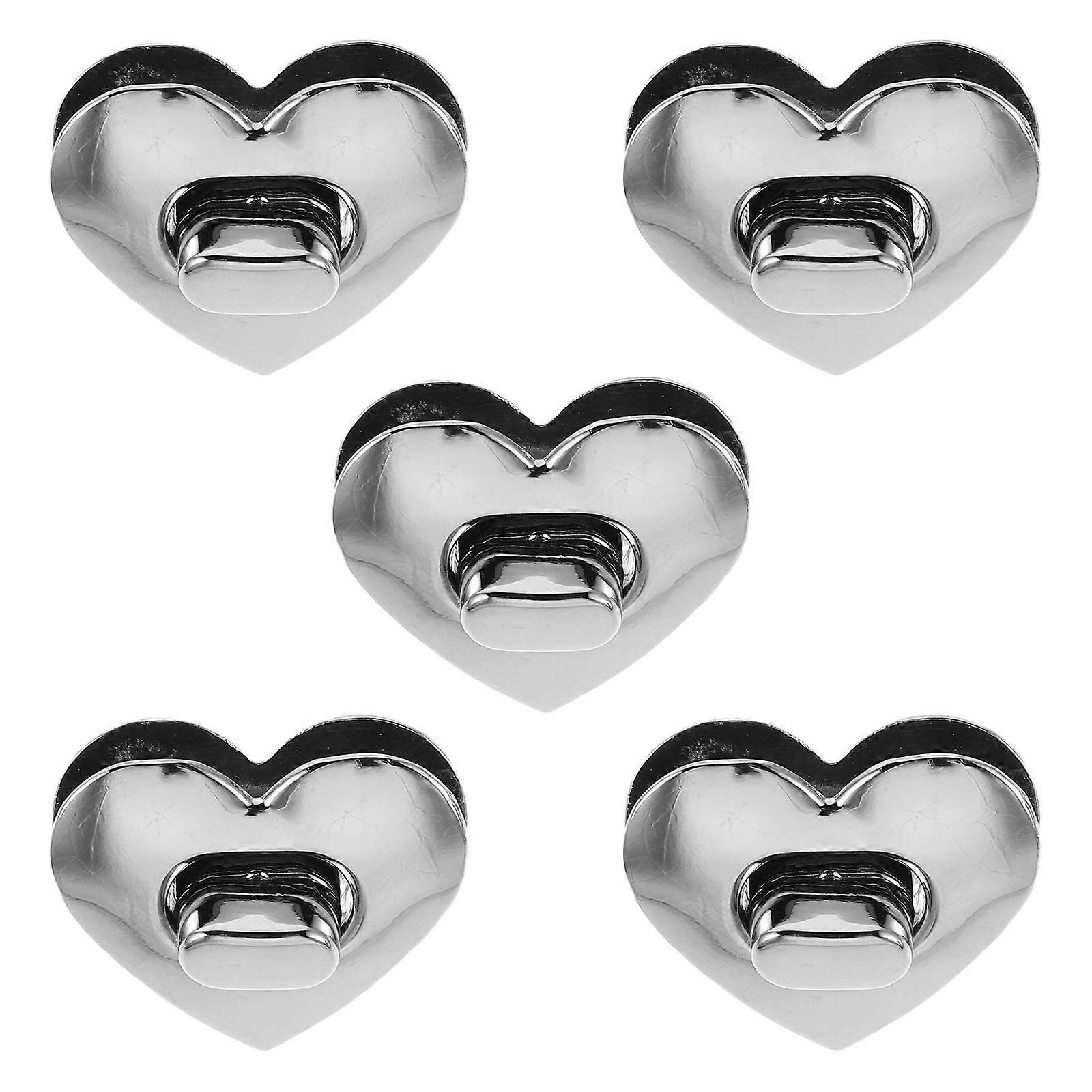 5 sets Turn Lock Clasp Twist Purse Fastener Bag Closure Metal Clip Latches Heart Shaped Hardware Buckles DIY Handbag Craft Project Making Shoulder Han
