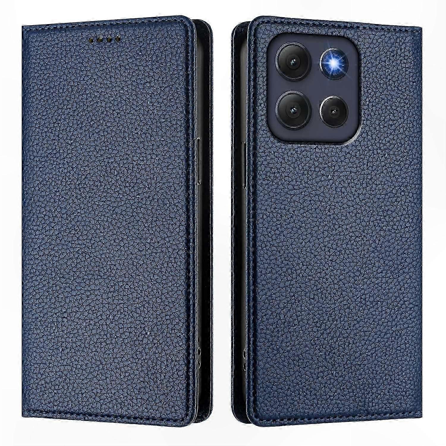 Motorola Moto G86 5G Wallet Case with RFID Blocking, Litchi Texture Leather Phone Cover in Orange