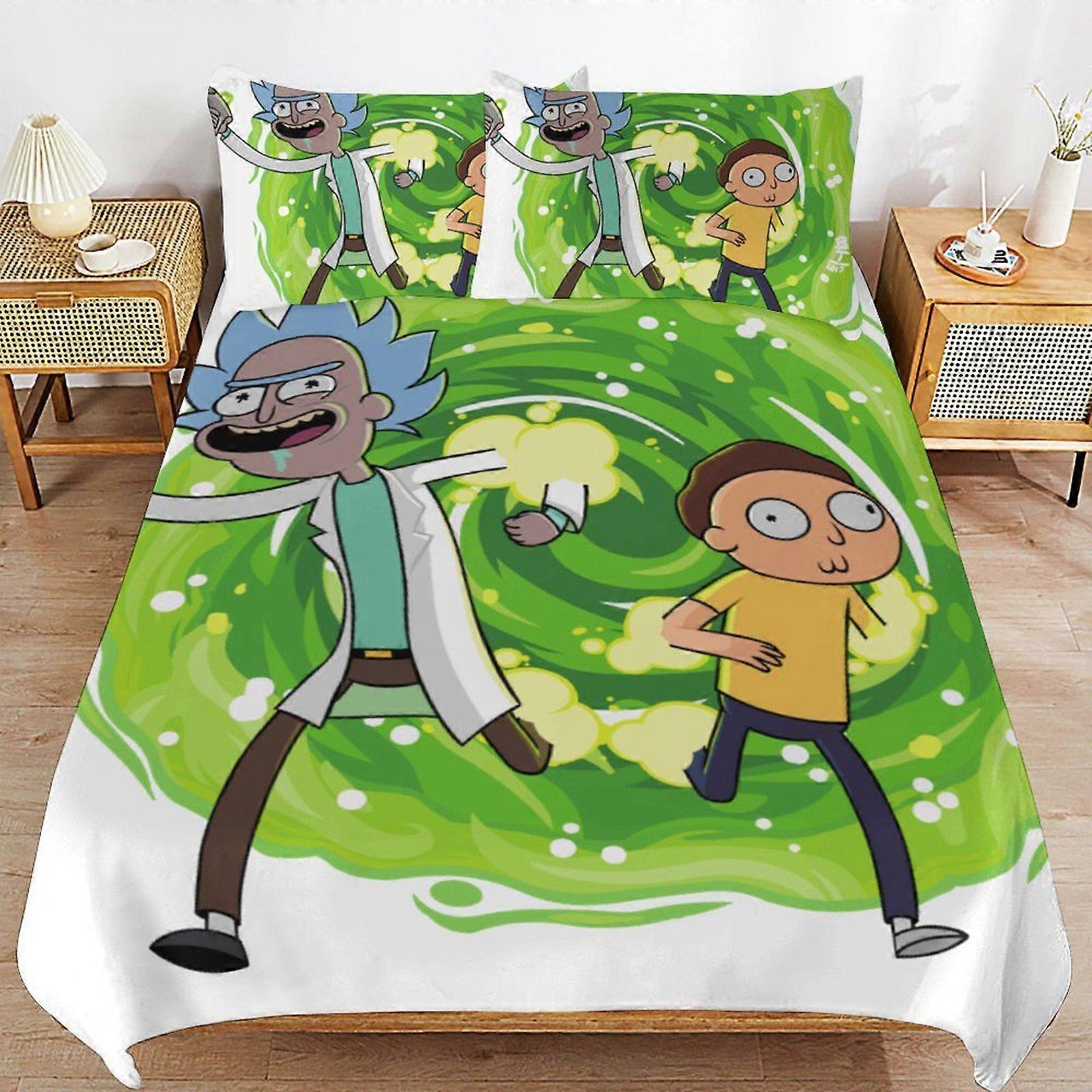 a308 Rick and Morty Season Light Feel Soft Touch Consistent Fabric Smooth Sleep Layer Duvet Cover Sets Comfort Kit n308
