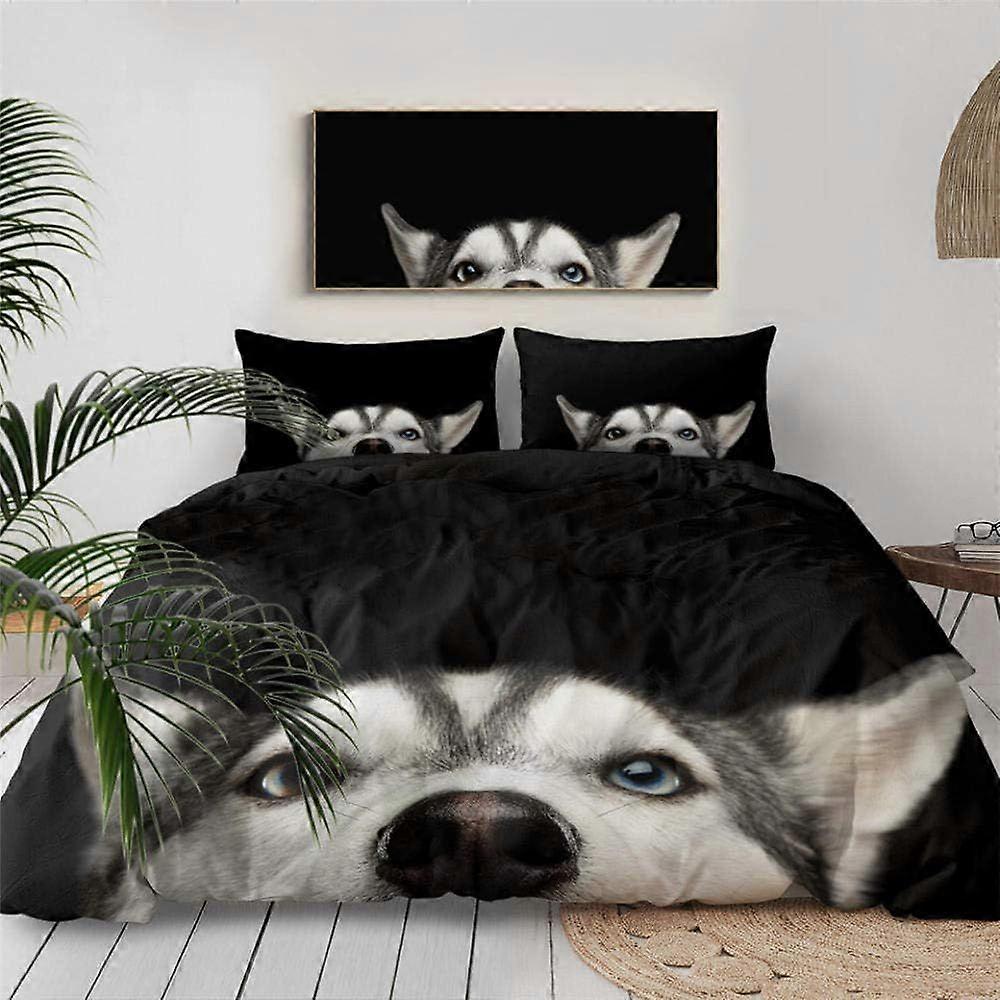 d596 3D Boys Bedding Set Single Animal Dog Duvet Cover Set Printed Comforter Cover 3 Pieces Bed Sets With Zipper Closure With 2 Soft Microfiber Pillow