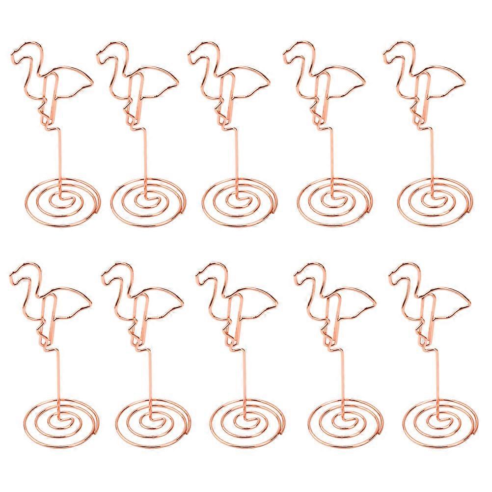 Paper Clips Flamingo Table Number Holder for 10Pcs Rose Gold Metal Clips