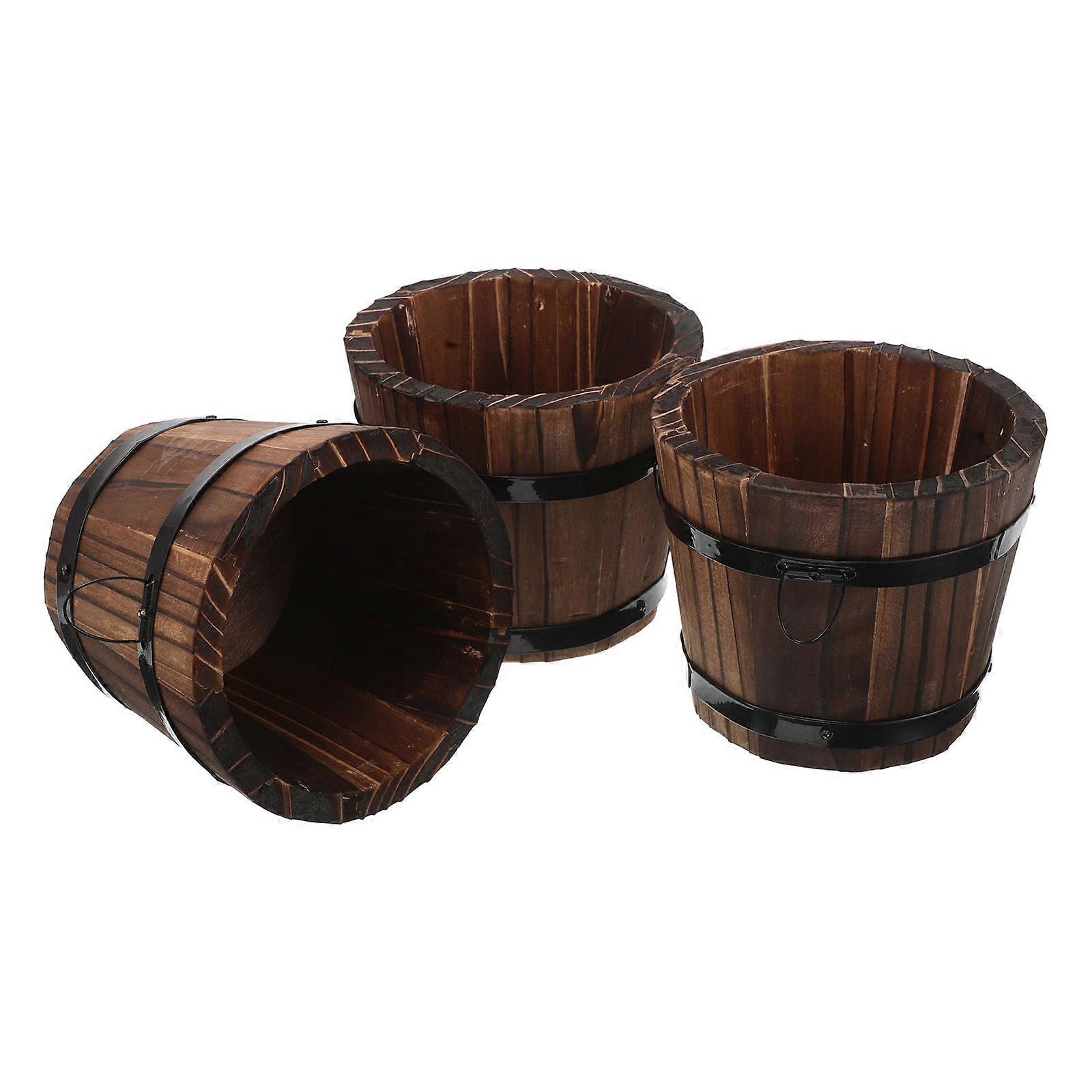 Wood Planter Box Retro Planter with 6Pcs for Succulent Planting