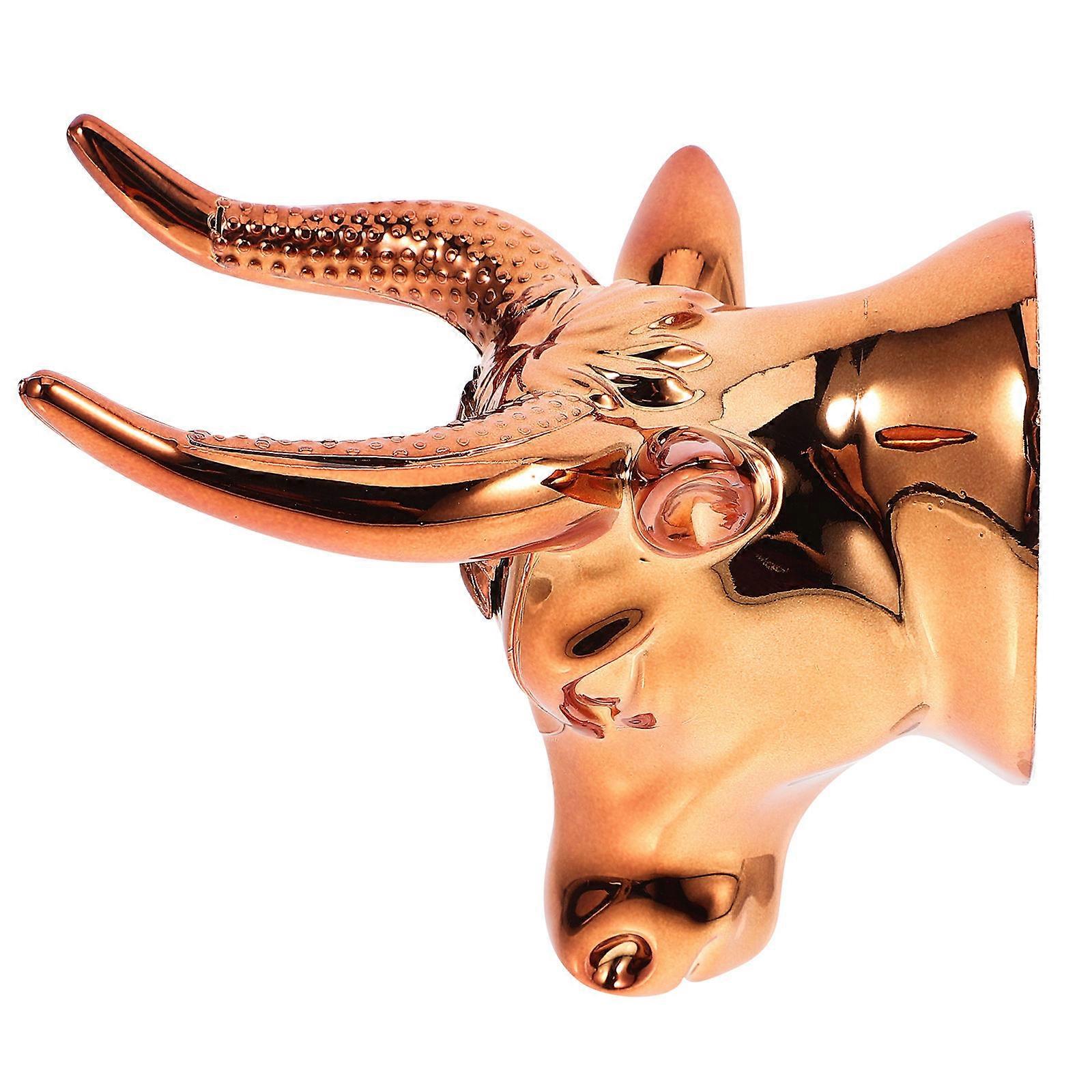 Ox Head Shape Ukulele Hook Wall Mount Holder Golden 1Set