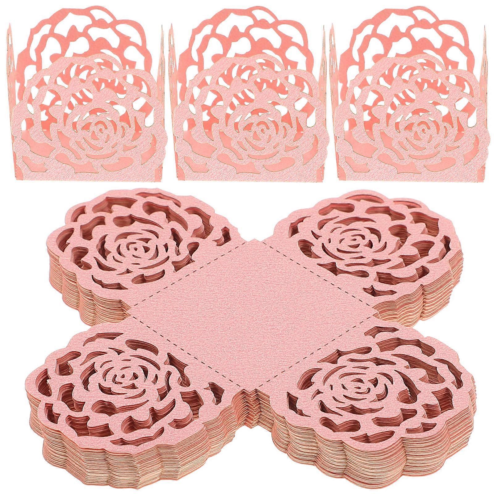 Hollow Rose Chocolate Cups 100Pcs Packaging Wrappers Ideal For Event Planners And Women In Pink