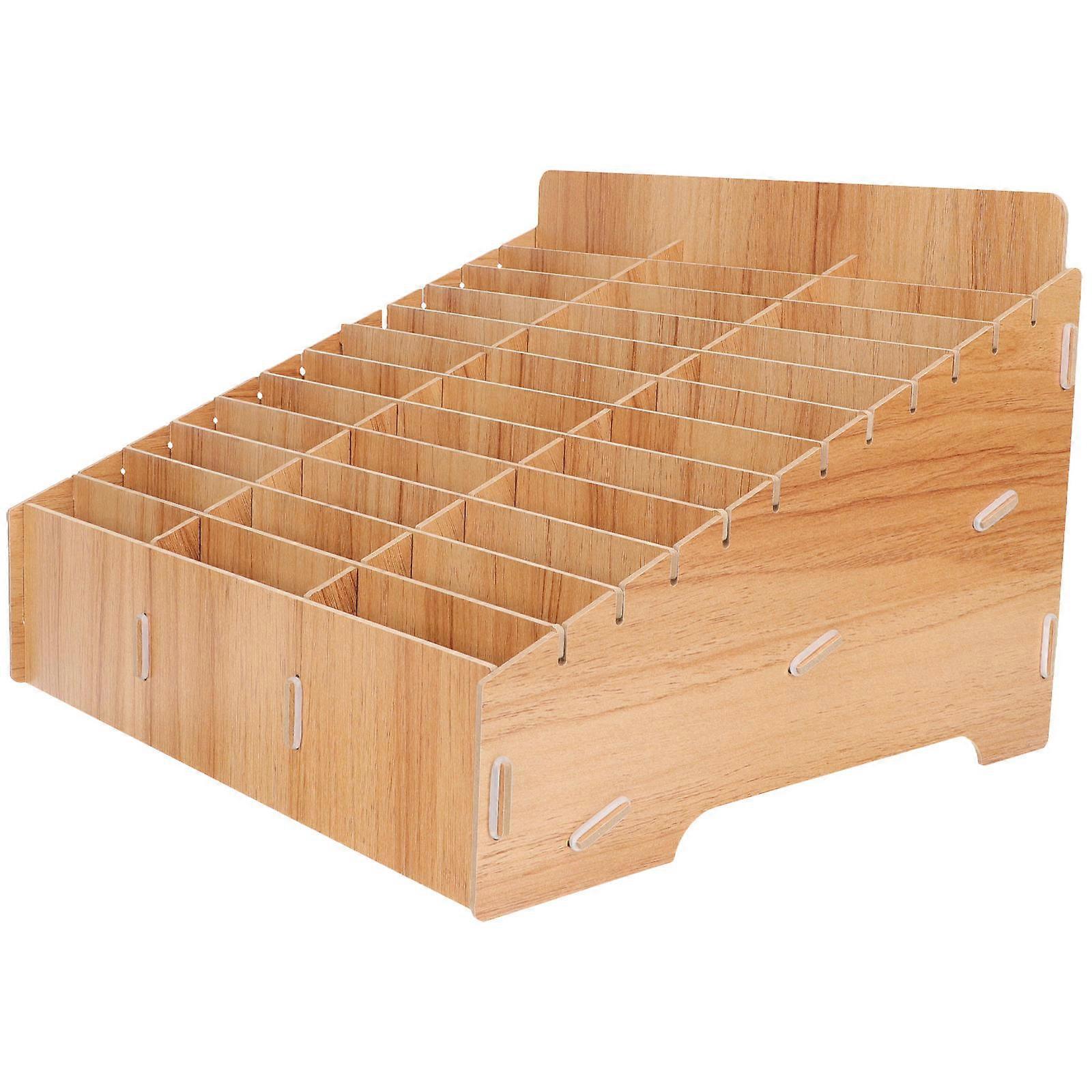 Cell Phones Storage Box Multi-Grid Display Box Khaki 32.00X29.20X22.00CM Mobile Phone Management 1Set