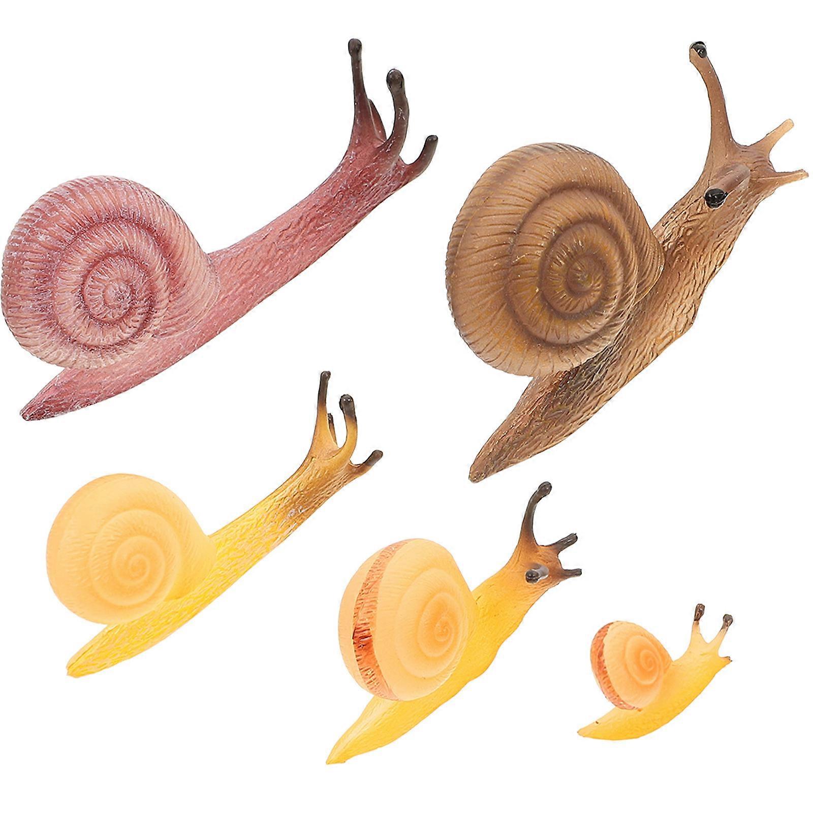 Simulation Snail Figures Snail Ornament for Decoration 5Pcs Plastic Set