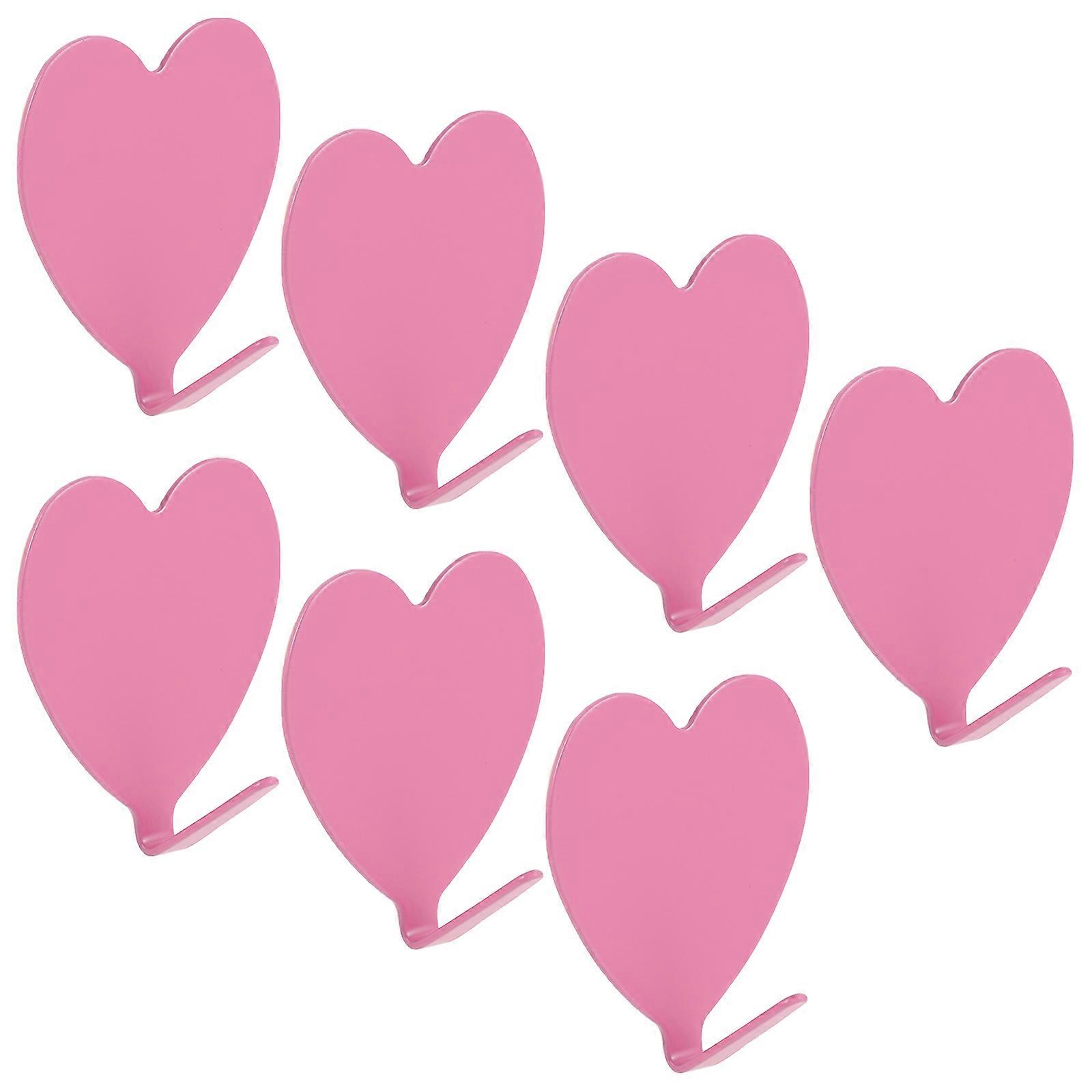Kitchen Hooks Pink Heart Shaped Wall Mounted Hangers Rust Resistant 12Pcs