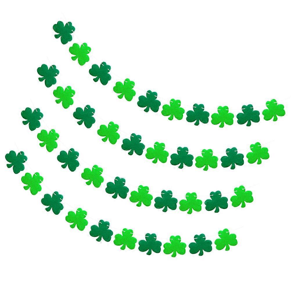 Shamrock Themed Hanging Pendant Decor For St. Patrick's Day Party Scene In Vibrant Green Color Made Of Felt Material 5 Sets