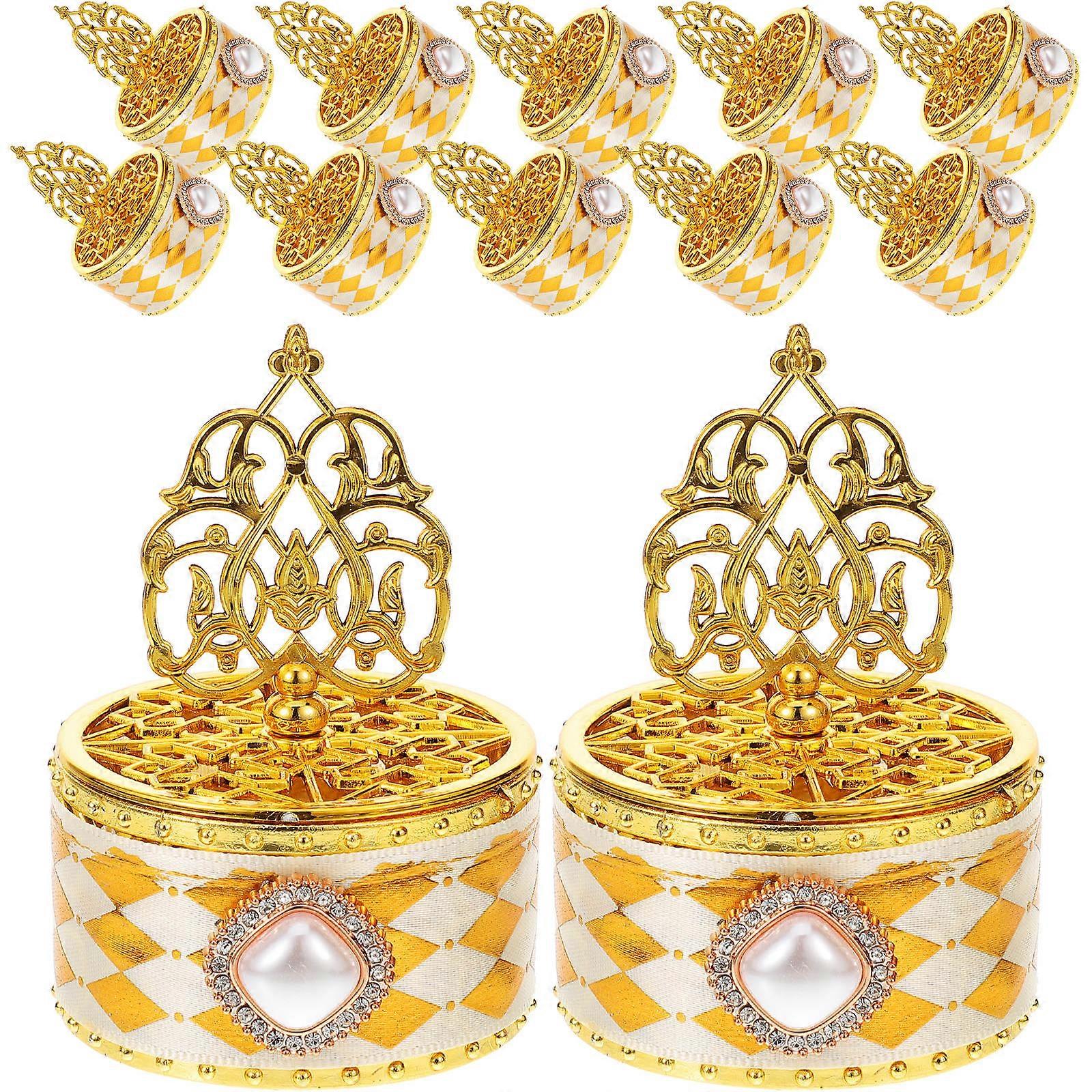 Candy Container Reusable Gift Packaging for Wedding Favor Boxes Plastic Golden Storage Boxes 12Pcs