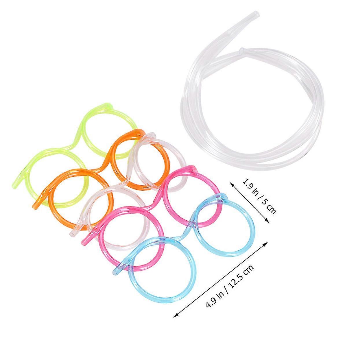 Kids Eyeglasses Fun Straws For Bar Supplies Assorted Color Elastic Straw Tube 10Pcs