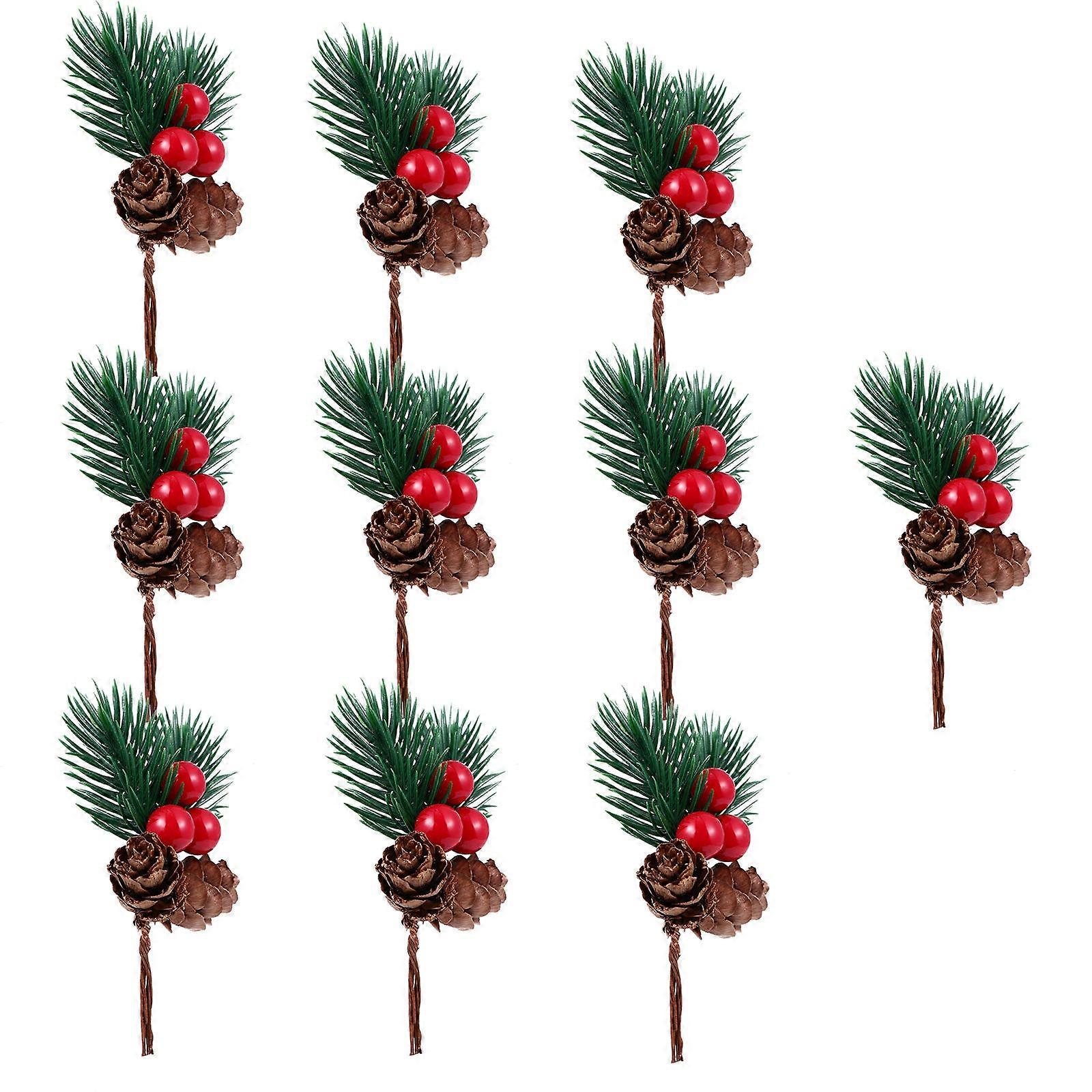 Creative Pine Picks for Christmas Decoration with Berries 20Pcs