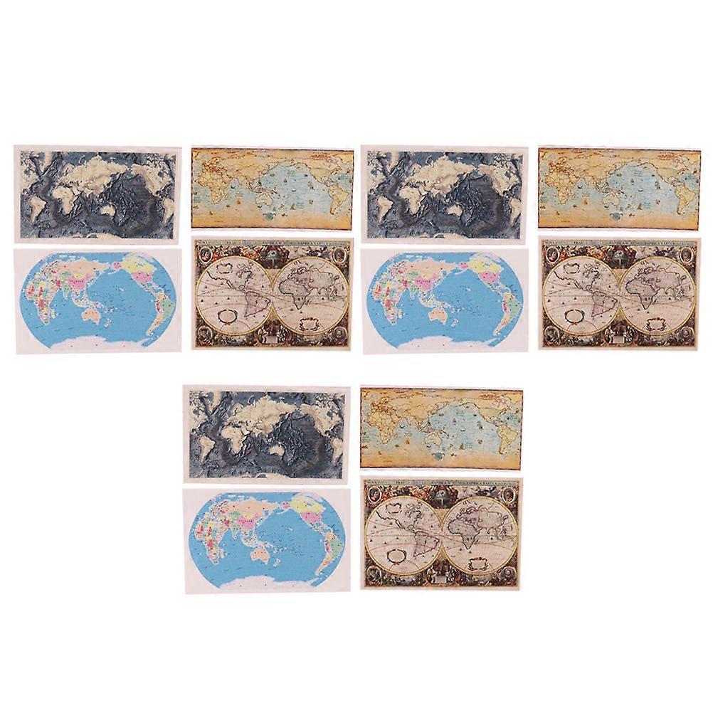 Mini Paper Map Decorative Accessory for Doll House 12Pcs Pack