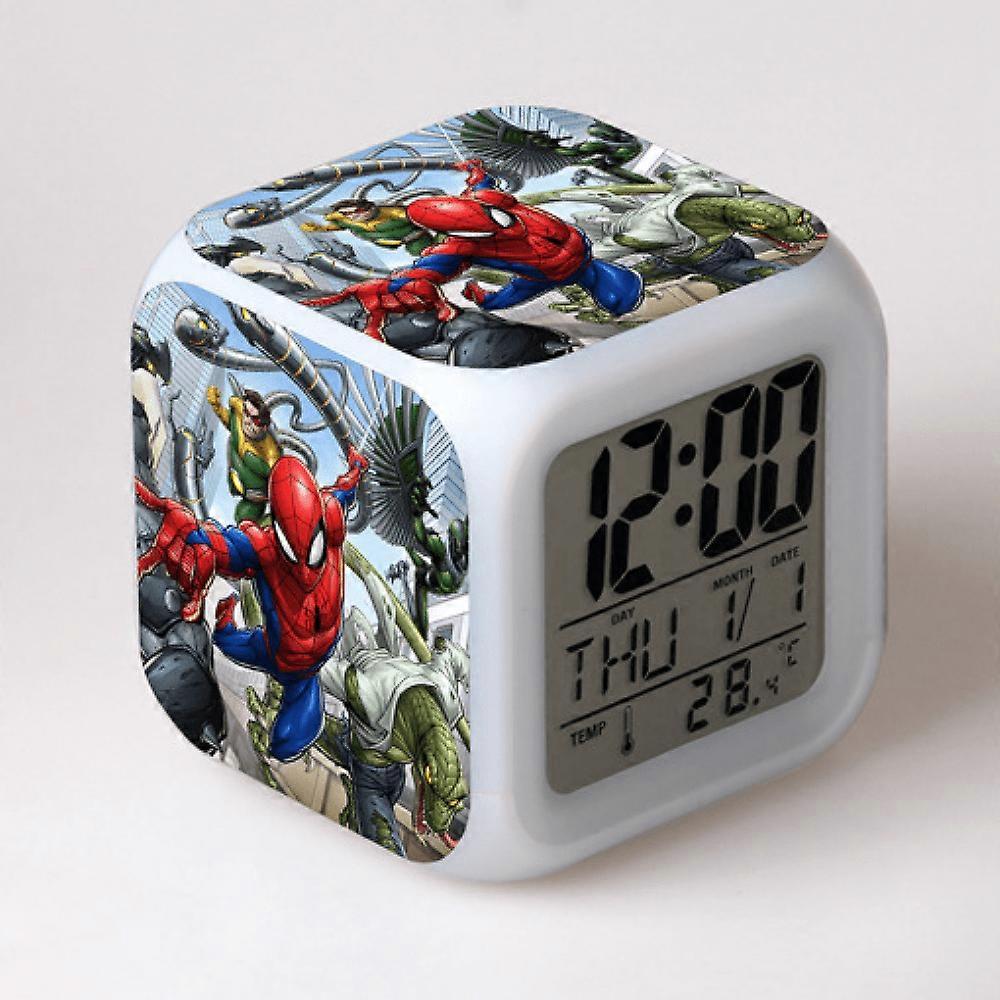 LED Alarm Clock with Spider_Man Pattern - Glowing Digital Desk Clock, Compatible with HTNL#674, Colorful Gift for Kids & Adults