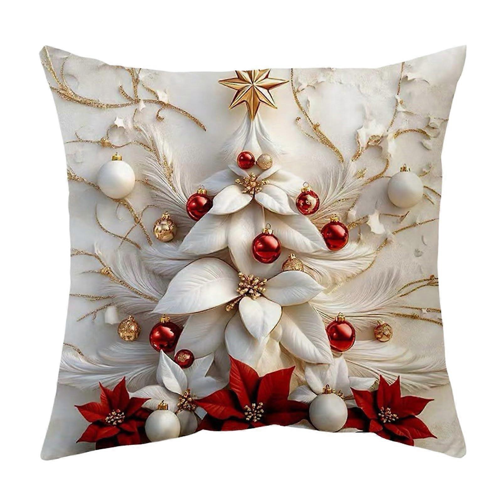 Decorative Covers With Reindeer And Snowflake Designs For Sofa Cushions Model D 45x45 Cm Pack Of 1