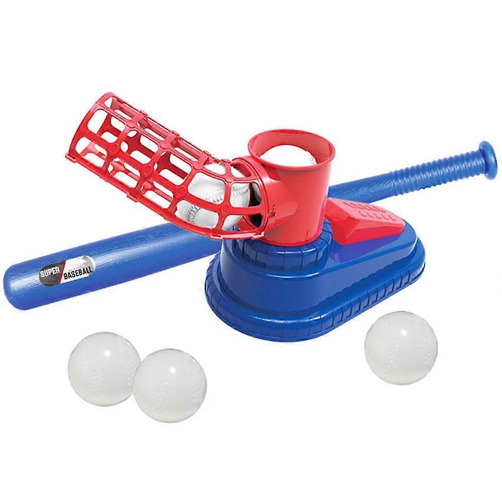 Kiddopark Kids Baseball Pitching Machine - Tee Ball Set, Pop a Pitch Batting Machine with Youth Bat + 3 Plastic Balls, Compatible with Youth Training