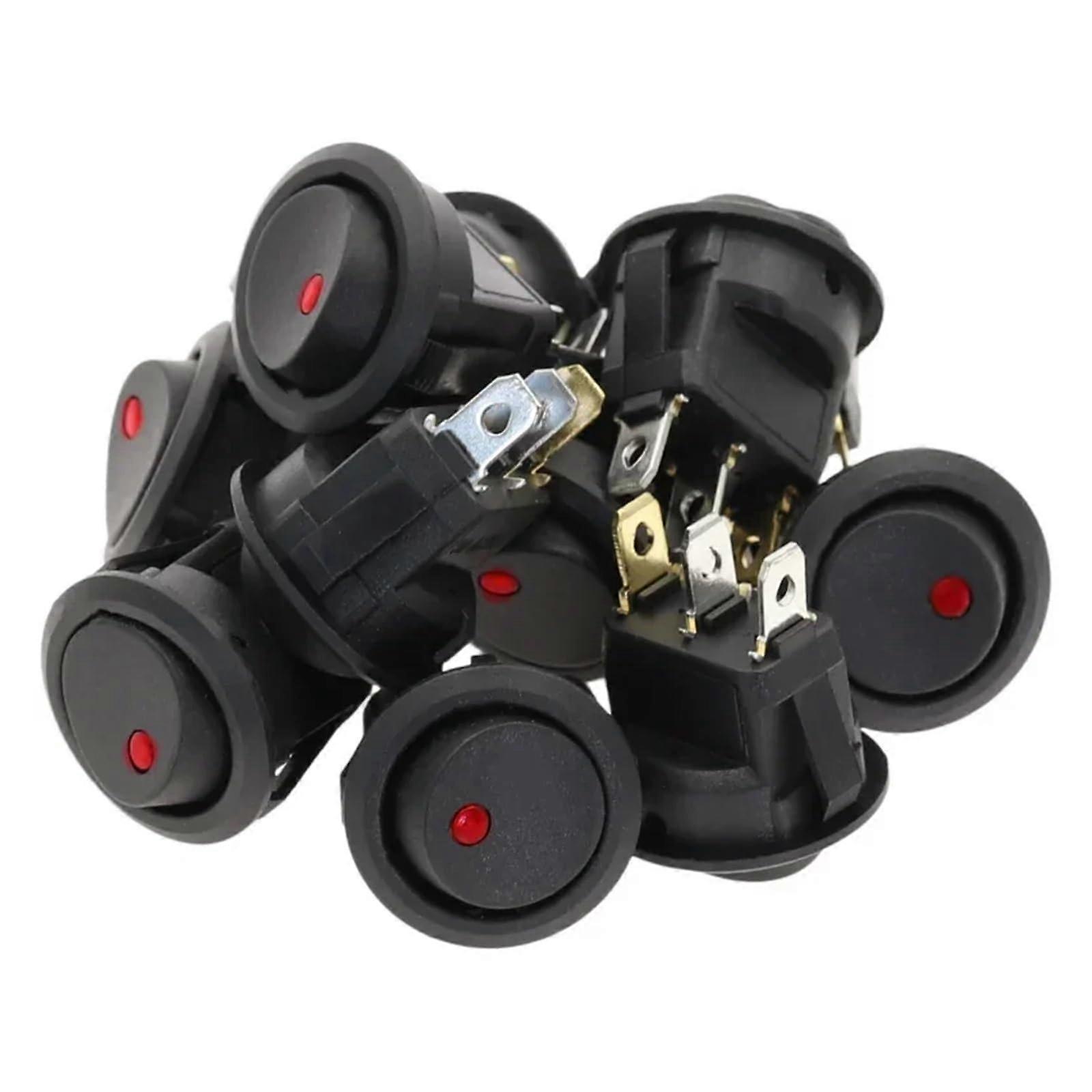 LED Rocker Switch 12V 3Pin ONOFF Red Illuminated Car Dashboard Dash Toggle 10 Pcs