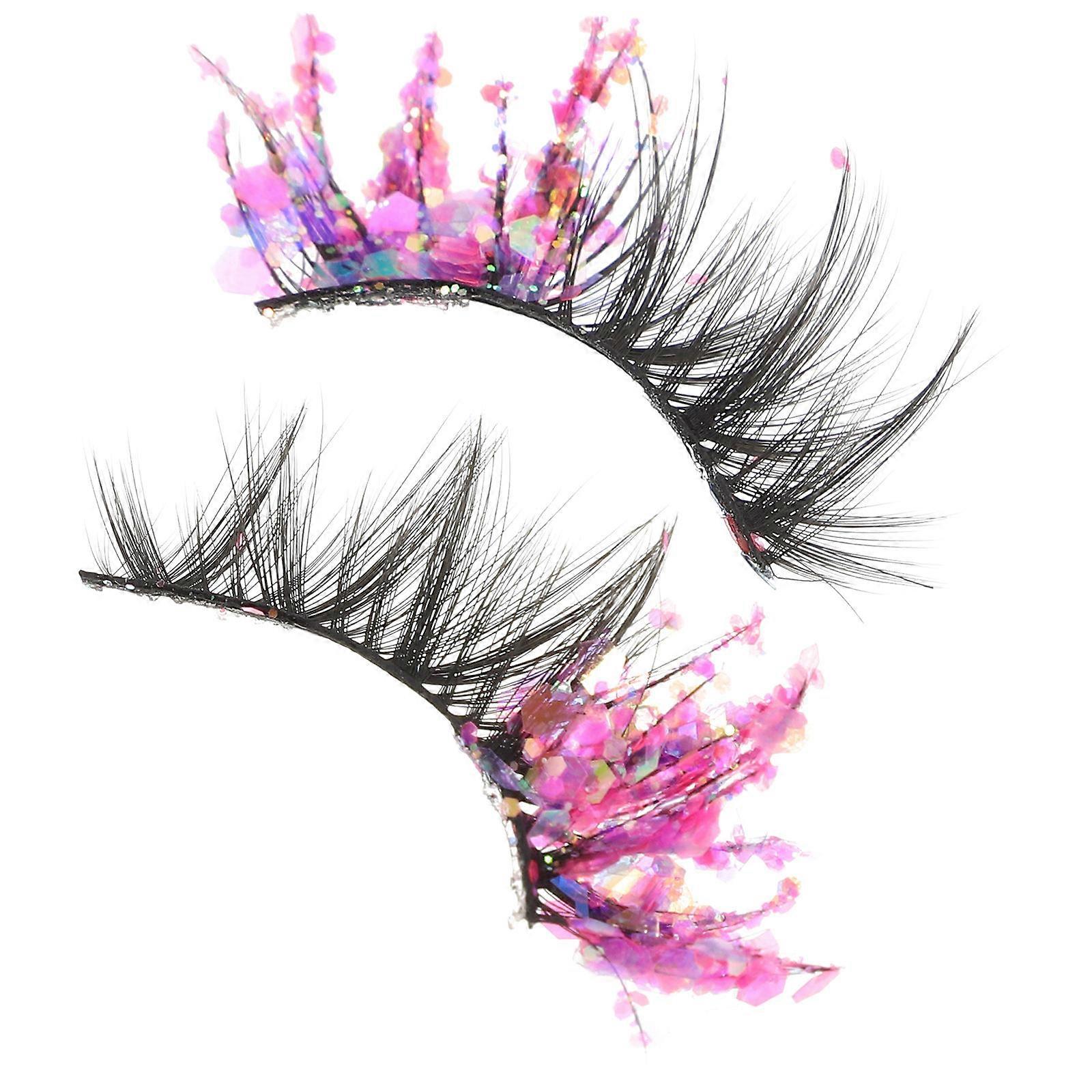 Purple Colored Lash Extensions for Decoration 2Pcs False Eyelashes