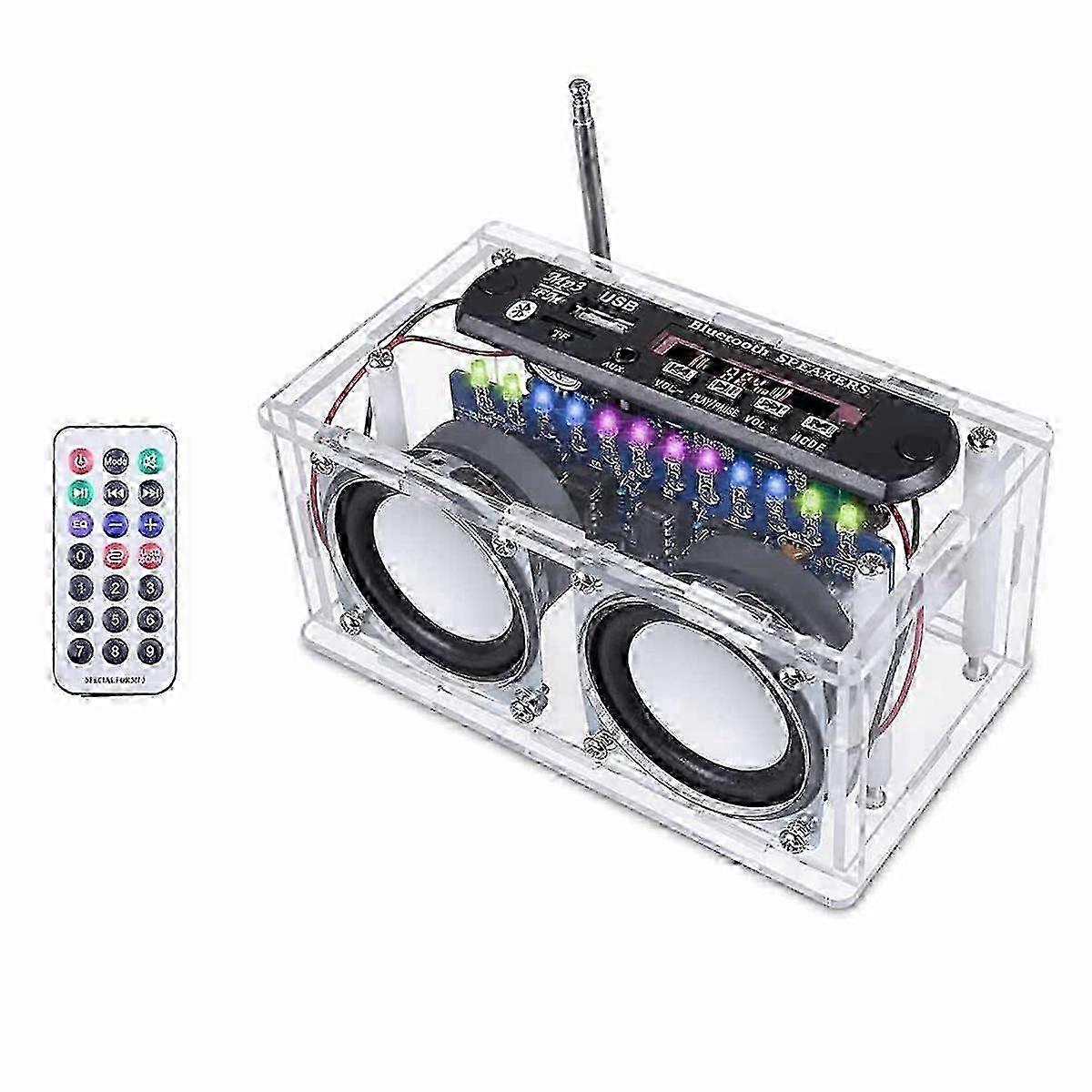 DIY Bluetooth Speaker Kit with Recording Function, FM Radio Soldering Kit featuring LED Spect and for all Radio Devices