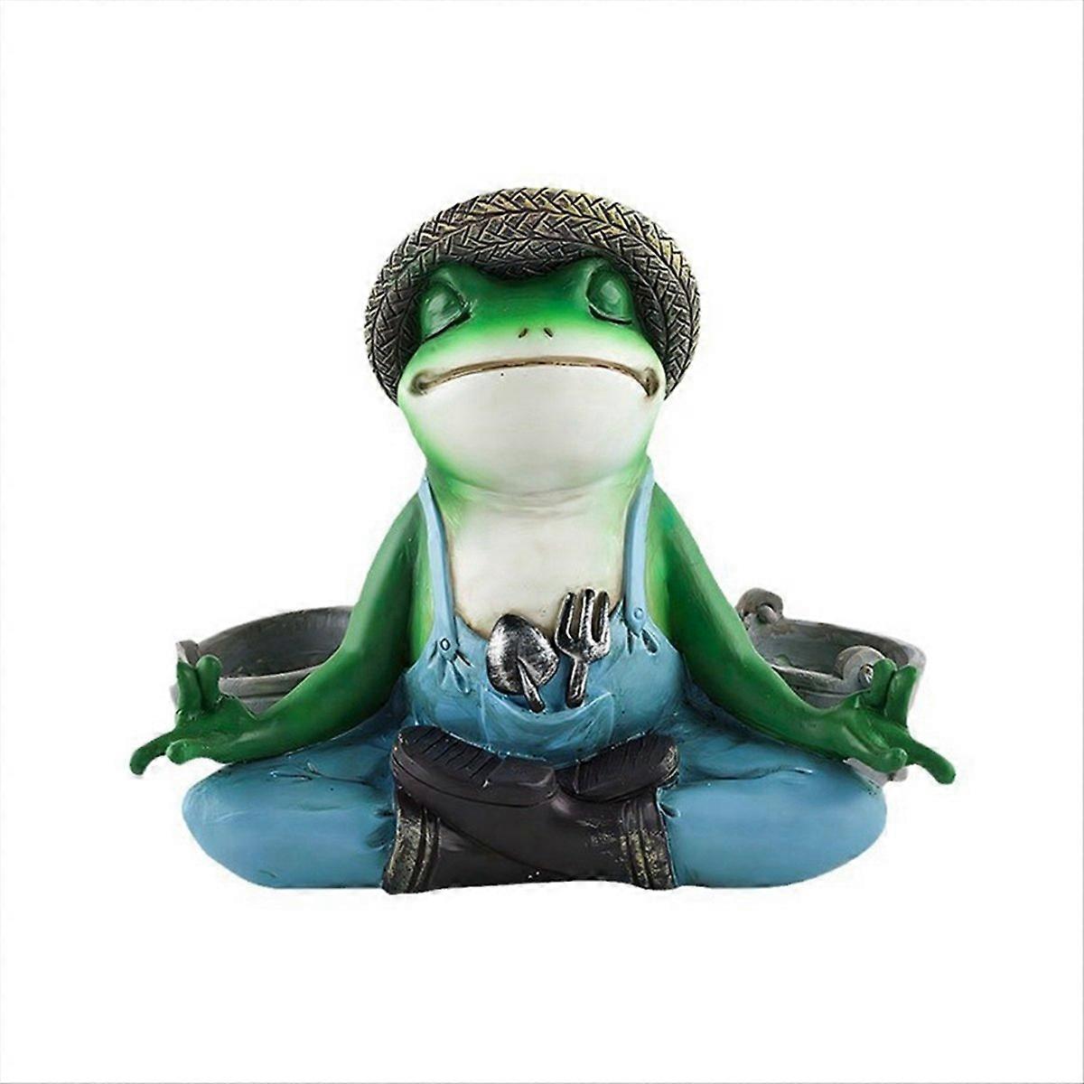 Frog Garden Statue Frog Meditation Flower Pot