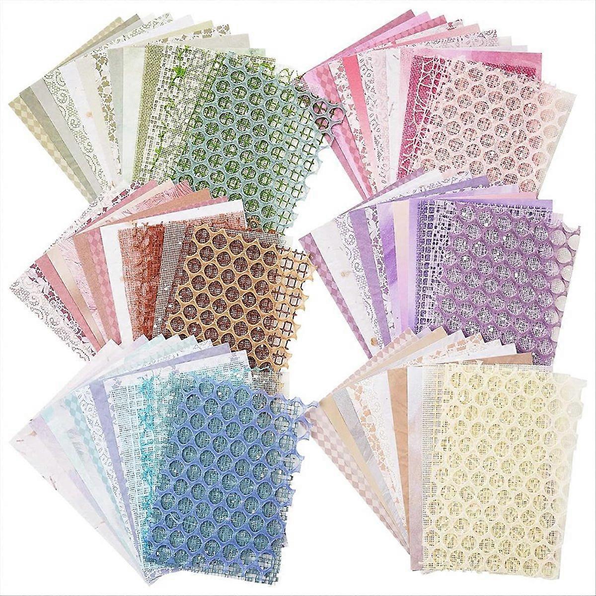 90 Sheets Scrapbook Paper And Decorative Mesh Fabric Assorted Set A