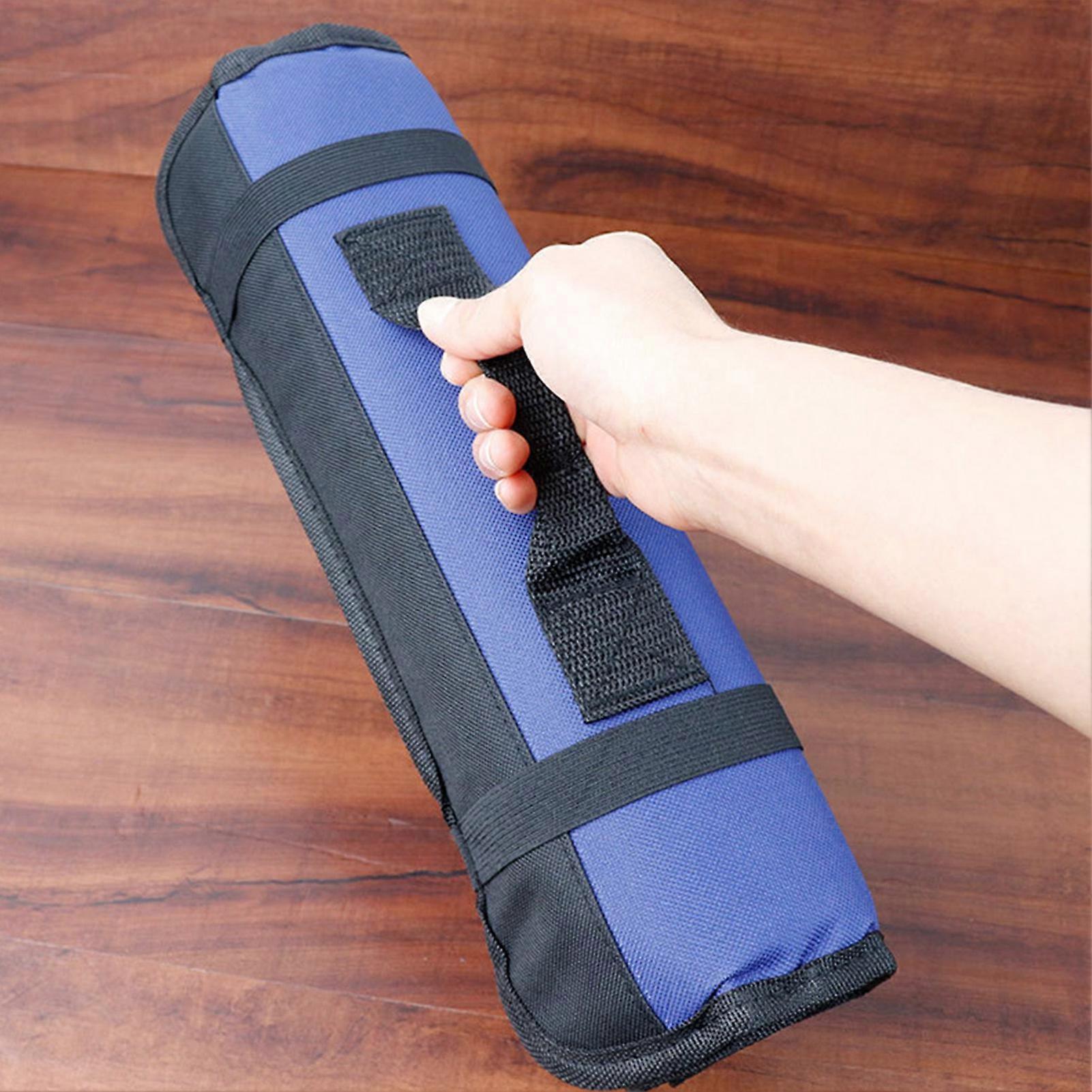 Chef Tool Roll Bag Oxford Cloth Portable Fork Tool Case Holder Pouch with Handle for Culinary Traveling Blue 