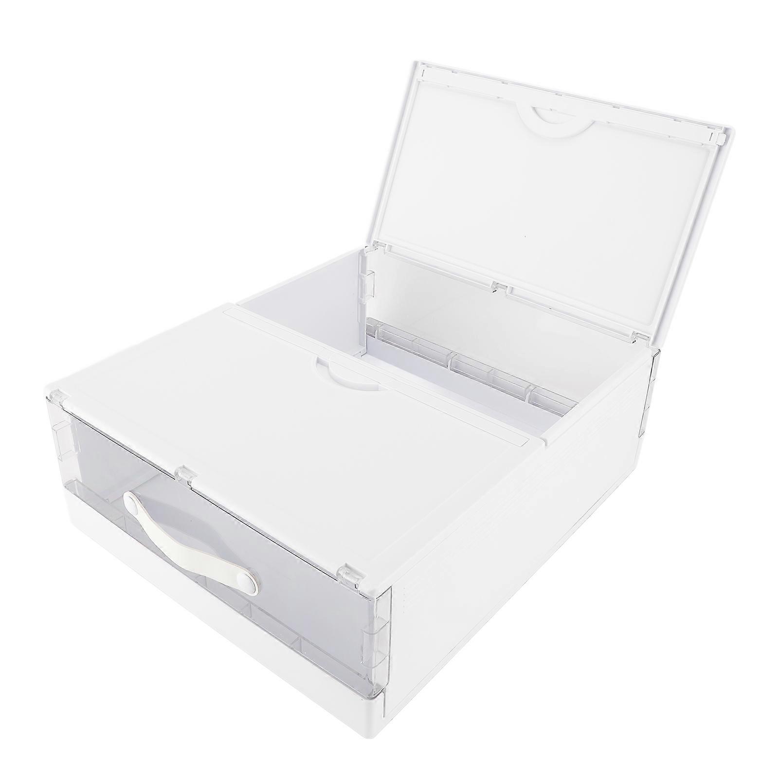 Under Bed Storage Box Drawer with Lid Foldable Plastic Transparent Underbed Storage Container Bin Clothes Organizer White 