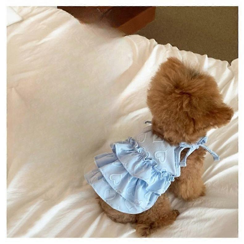 Pet Spring Love Strap Cake Skirt Teddy Dog Pong Skirt Bow Short Tank Top Dog Clothes for Small Dogs Puppy Clothes