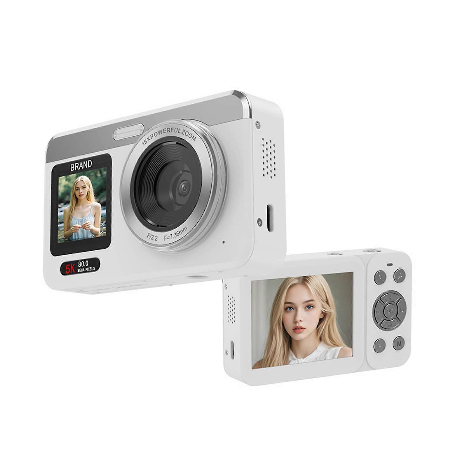 80MP Auto Scene Digital Camera Portable Lightweight Design Fast Shutter Response Long Battery For Dynamic Photography  White