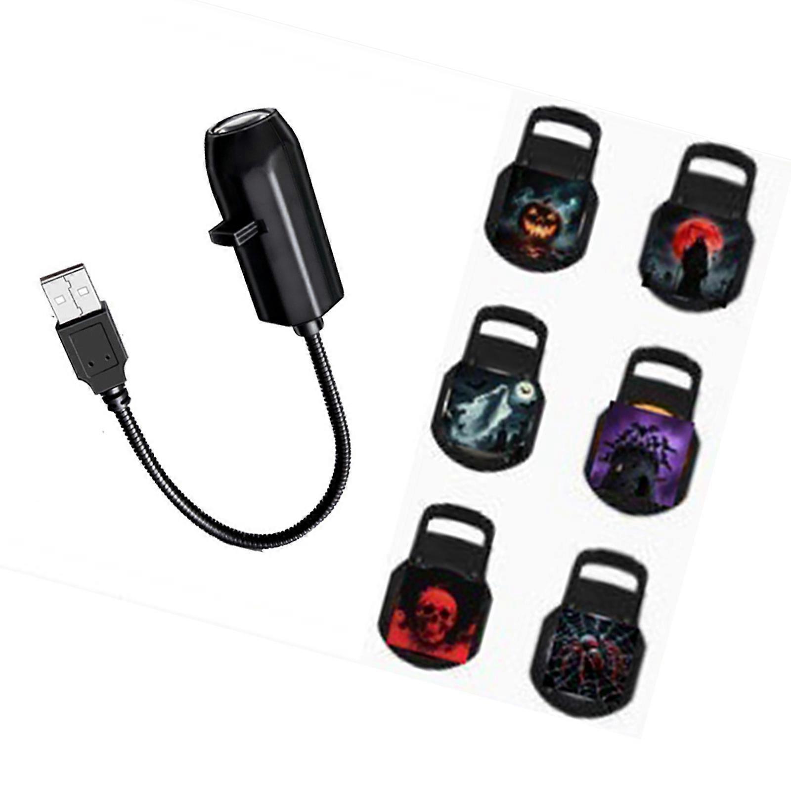 Halloween Projector Light Specter Patterns 360 Degree Rotation Living Room Decorating Night Lights ABS Texture for Parties Multicolor