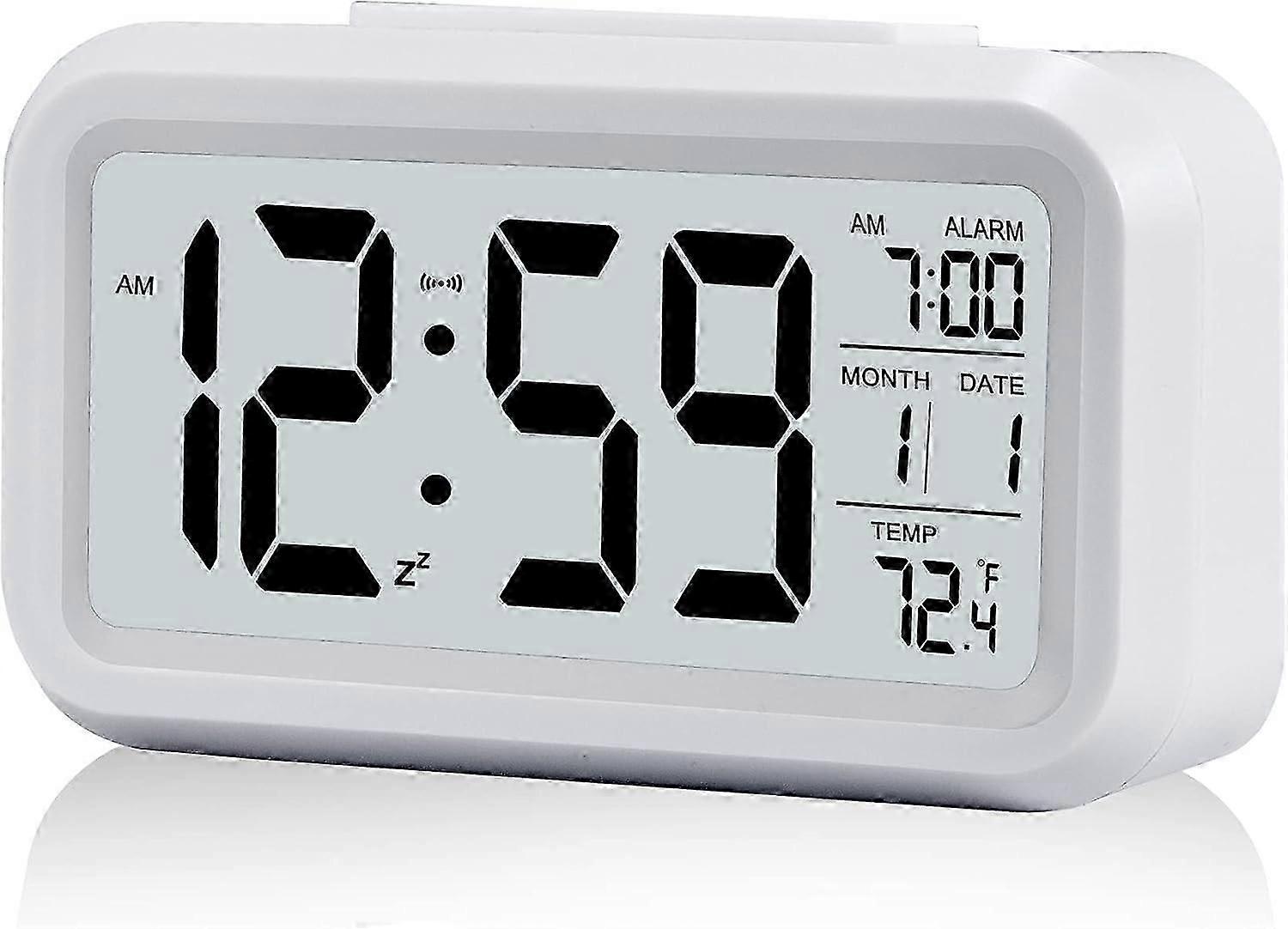Battery Operated Digital Alarm Clock, Large Display 12/24H Display for Easy Reading, Rechargeable Battery Operated Compact Square Design with Time
