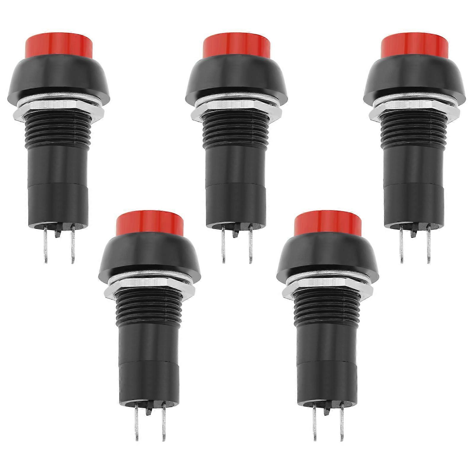 Latching Push Button Switch 12mm SPST On Off SelfReset Red, 5Pcs, 250V/1.5A 125V/3A, for Mobility Scooter Car