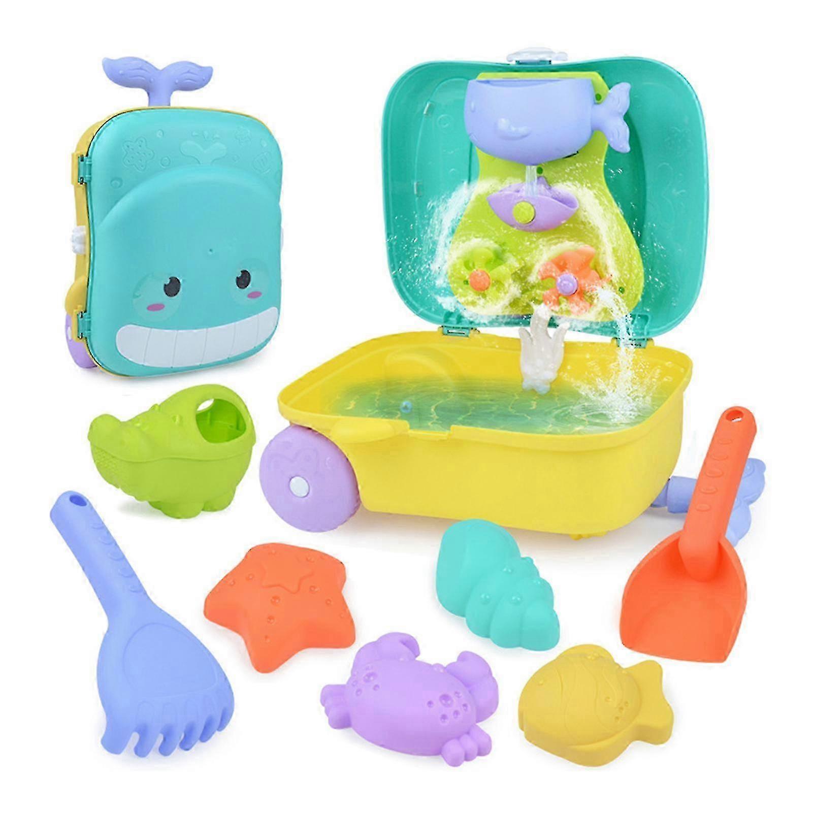 סט צעצועי חול חוף 8 יחידות עם מזוודת אחסון סט צעצועי מים לילדים ילדים-mxbc