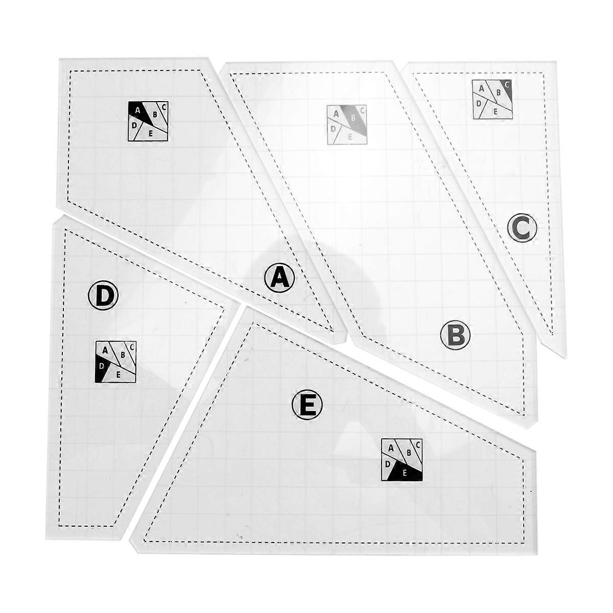 5Pcs Quilting Cutting Template Grids Crazier Eights Template Quilt Ruler Set Quilting Cutting Templa