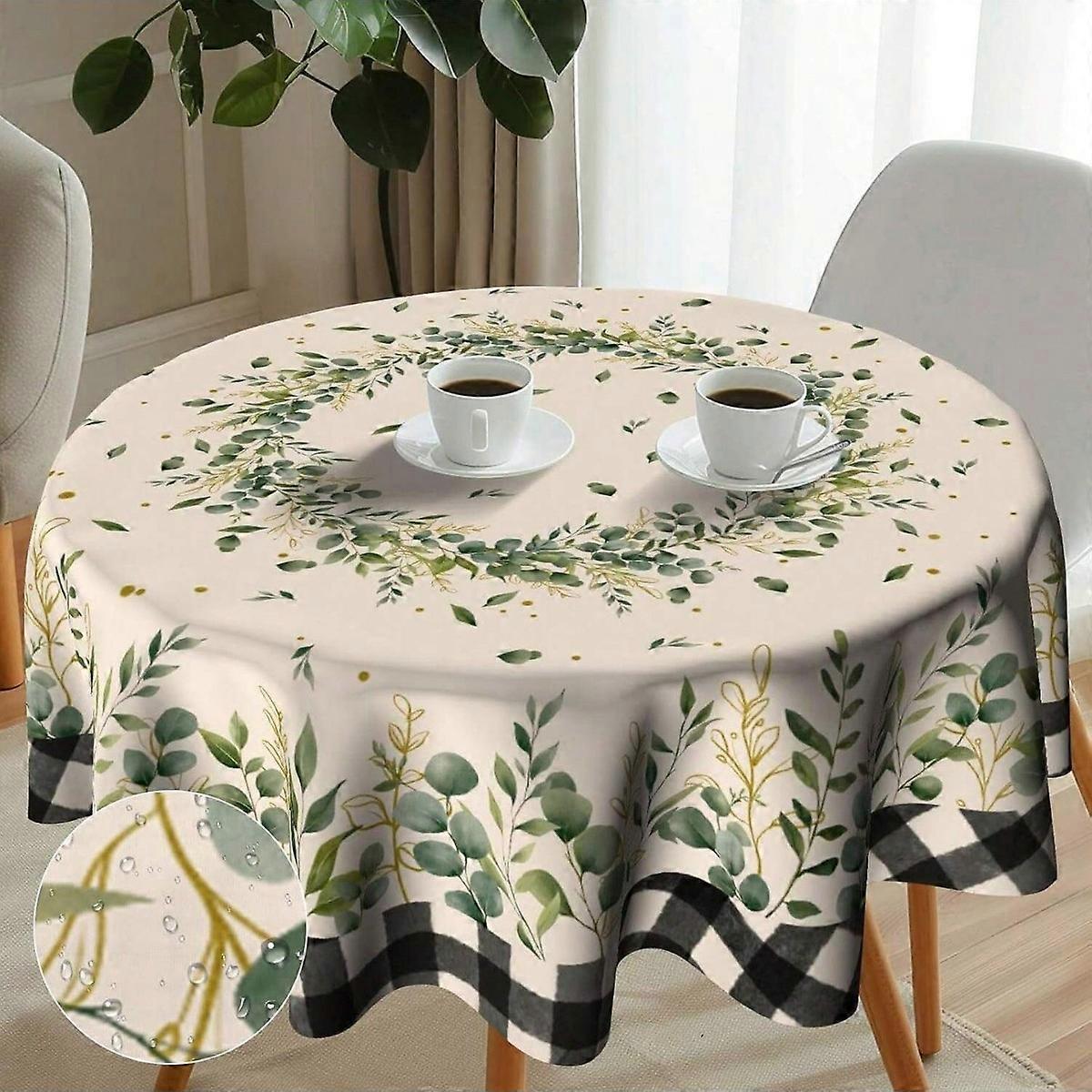 Tablecloth waterproof simple style illustration round high-end decorative tablecloth