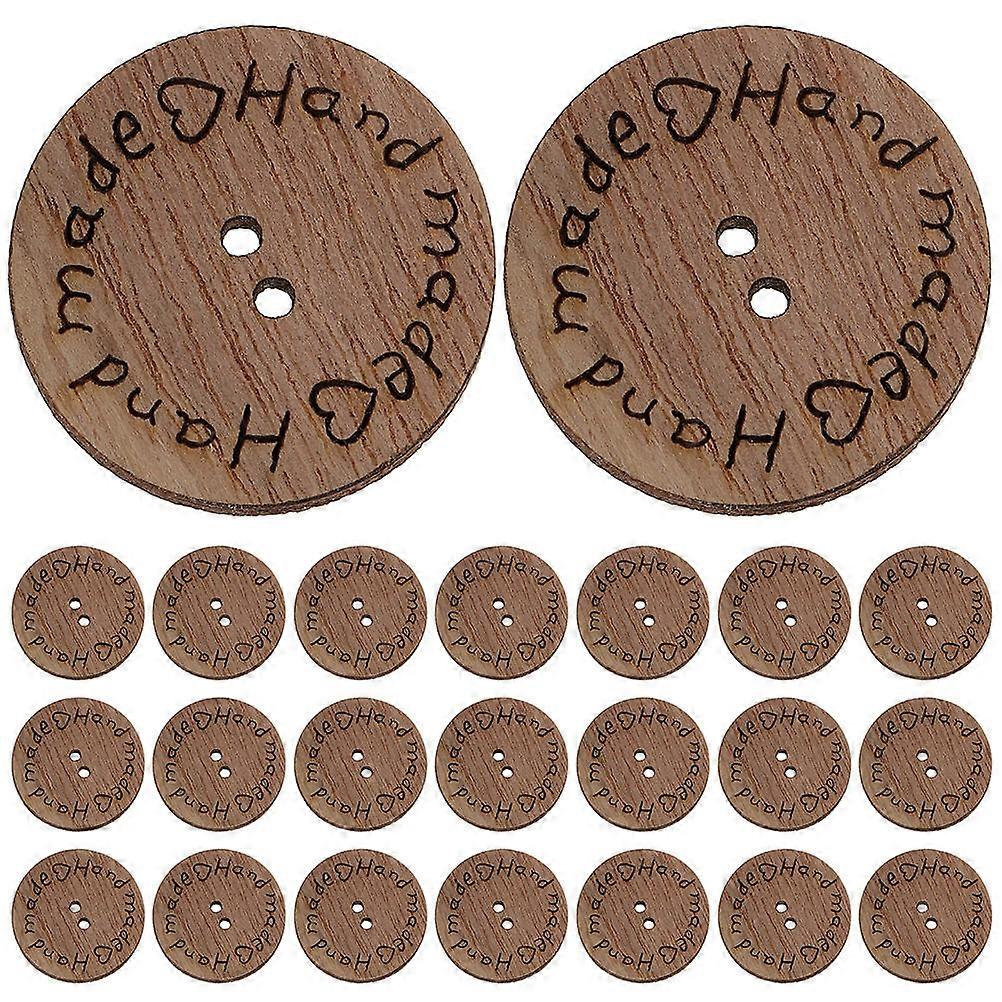 Wooden Button Handmade Wooden Buttons for Crochet 100Pcs Round Tags