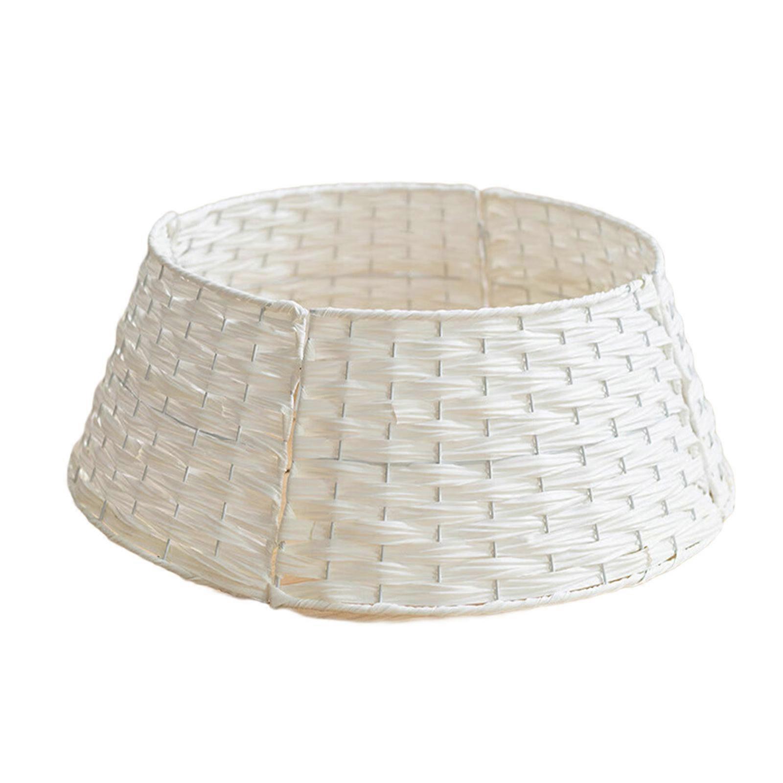 Handcrafted Rattan Christmas Tree Stand Base Cover Natural Component Perfect for Indoor Space Tree Collar  White S