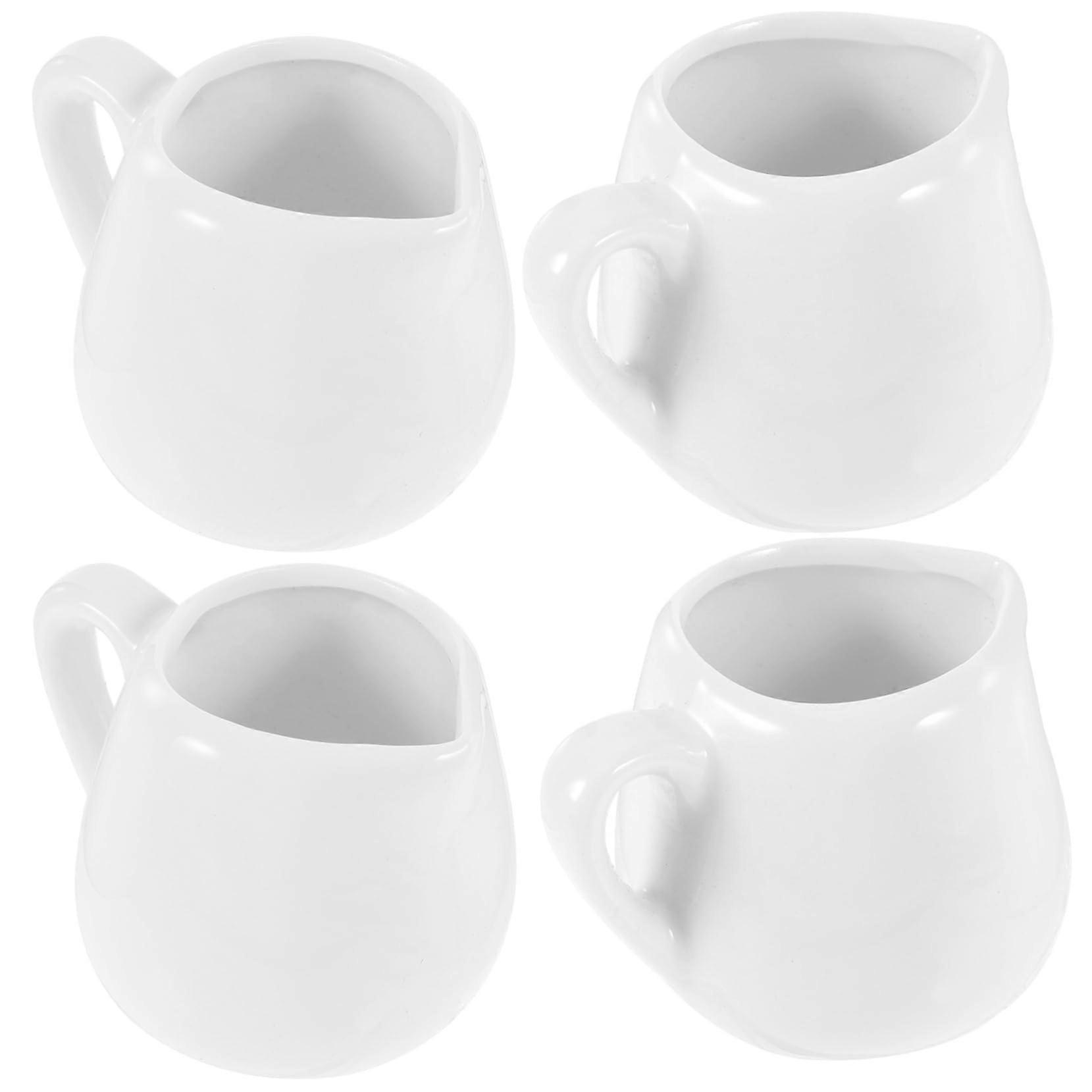 4pcs Ceramic Spice Jar Set Small Milk Creamer Pitcher Syrup Container for Kitchen and Restaurant