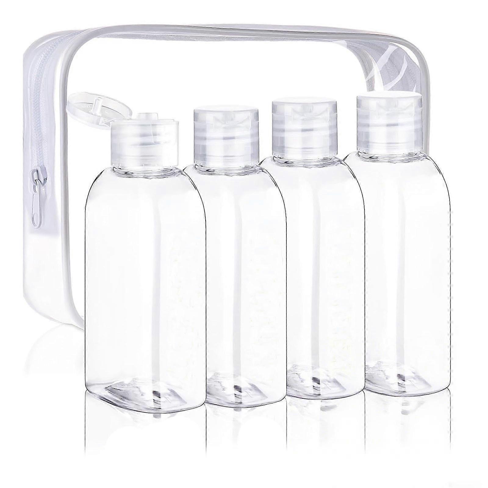4 Pieces Travel Bottle Set 100ml Flip Caps Empty Dispenser for Cosmetic Transparent and Leak Proof Storage Bottles  Clear