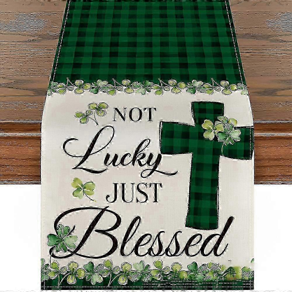St. Patrick's Day Lucky Green Clover Table Runners Irish Shamrocks Tablecloth