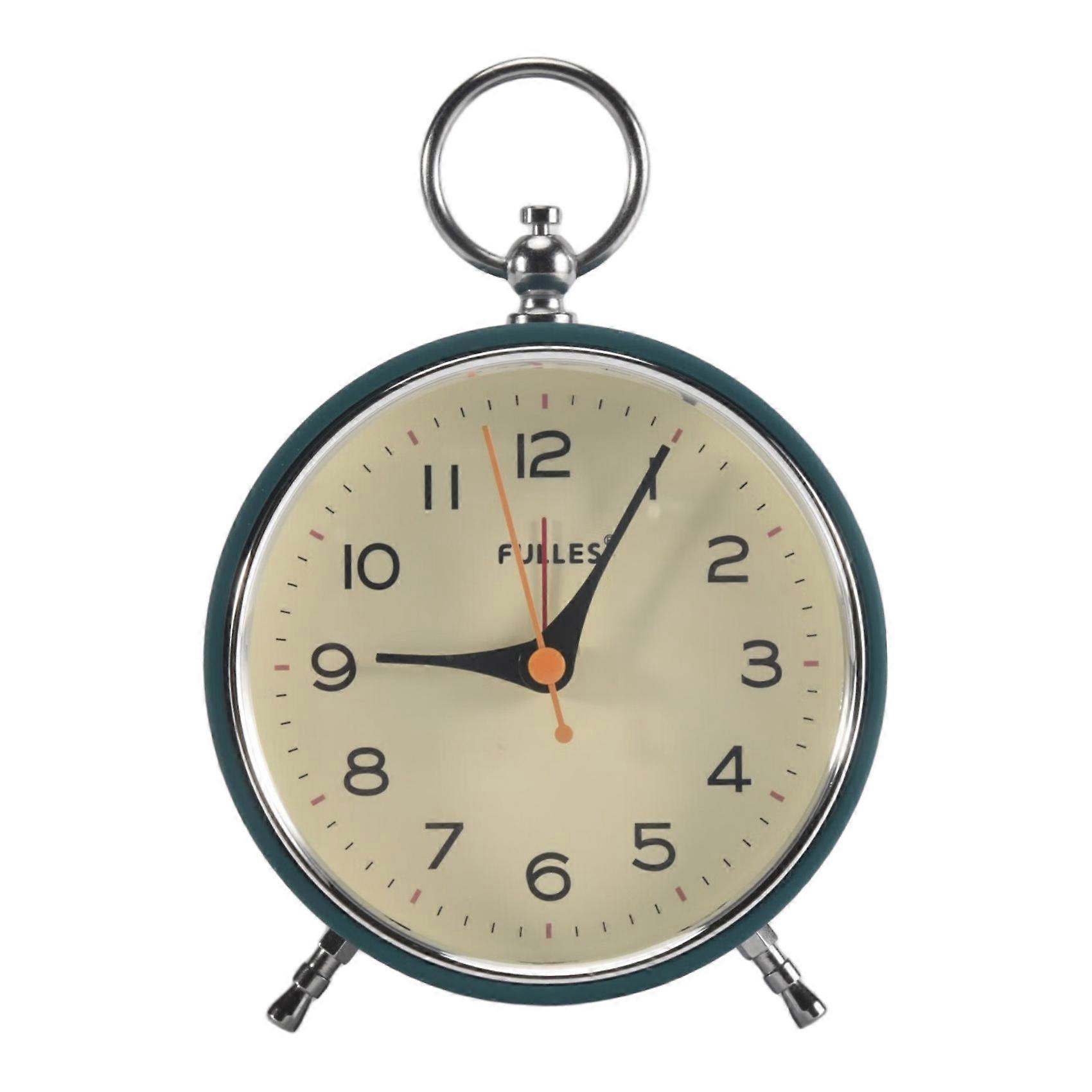 Analog Alarm Clock Non Ticking with Night Light Retro Silent Alarm Clock Battery Operated Mini Clock for Kids Bedroom A