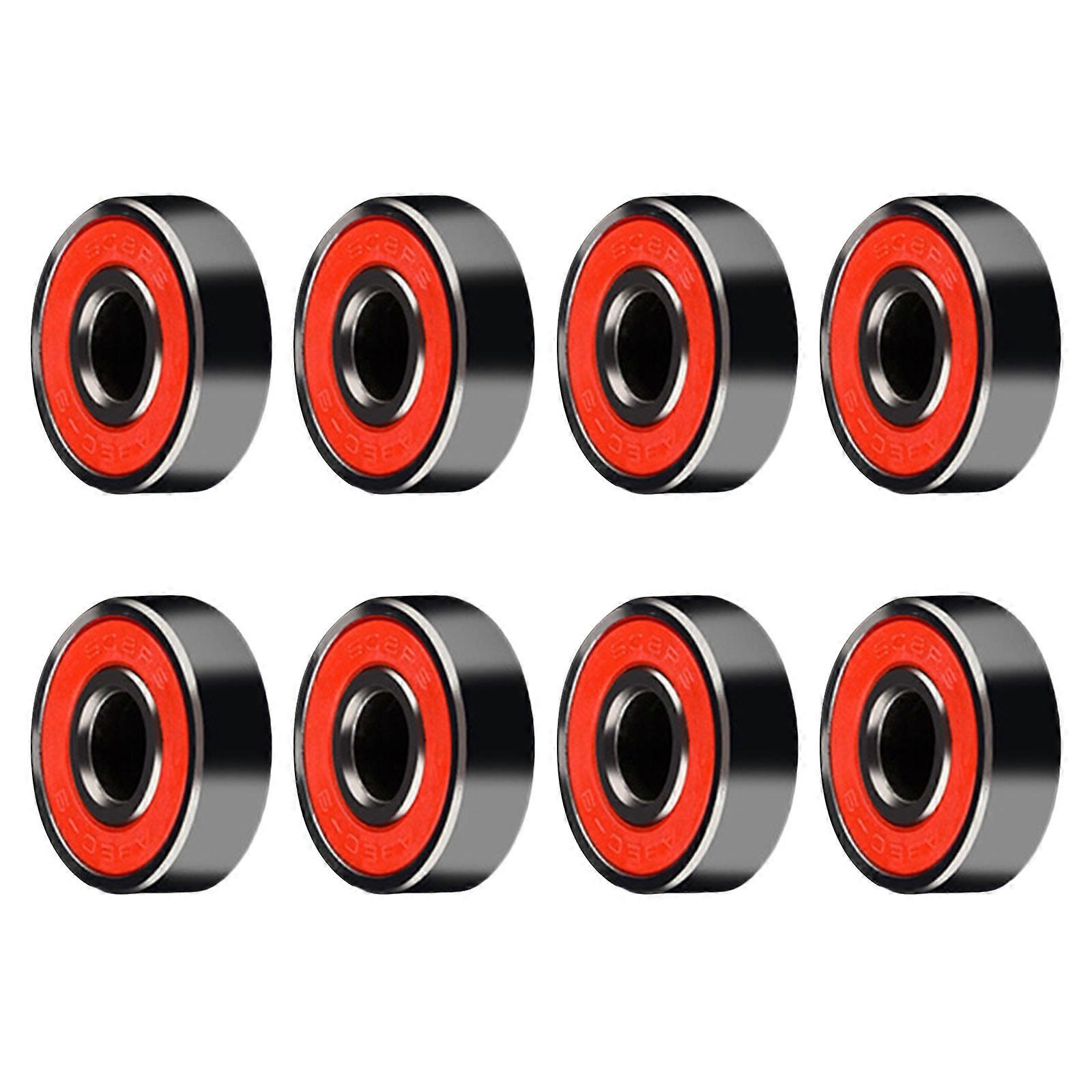 8Pcs Roulements à grande vitesse Roulements de roue de patin à roulettes Scooter de patin Roulements en acier Rouleau haute performance Facile à utiliser Rouge
