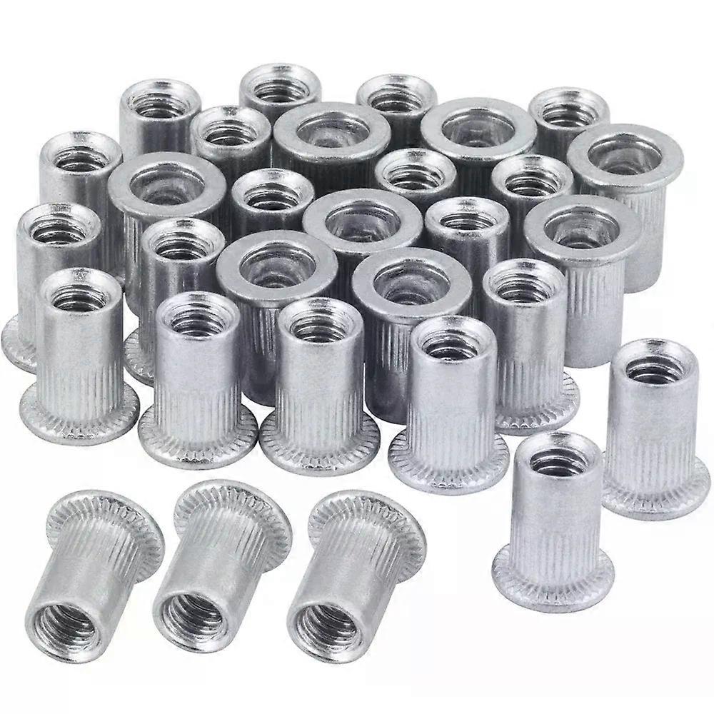100Pcs Aluminum Alloy M3/M4/M5/M6/M8/M10 Flat Head Metric Threaded Rivetnut Insert Nutsert Rivet Nut Assortment Kit