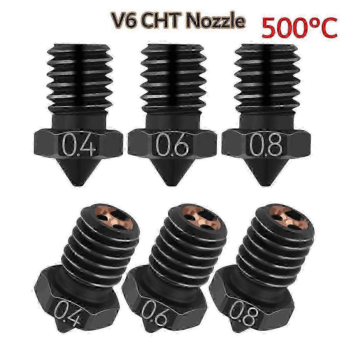 For V6 CHT Nozzle Hardened Steel V6 High Flow Clone CHT 3D Printer Parts Nozzles for MK3/Voron2.4 E