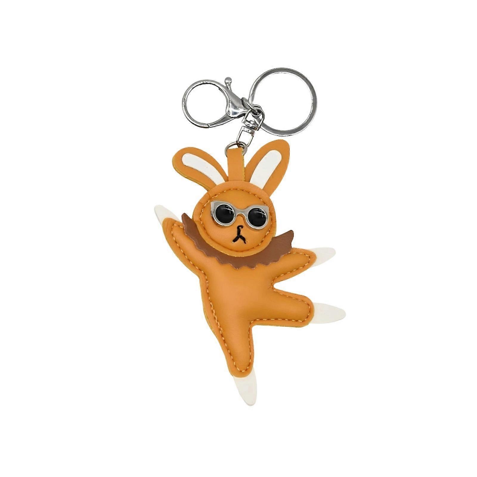Artistic Ballet Rabbit Keychain With Delicate Stitching Soft Touch Leather MultiFunctional Gift For Special Occasions  Yellow