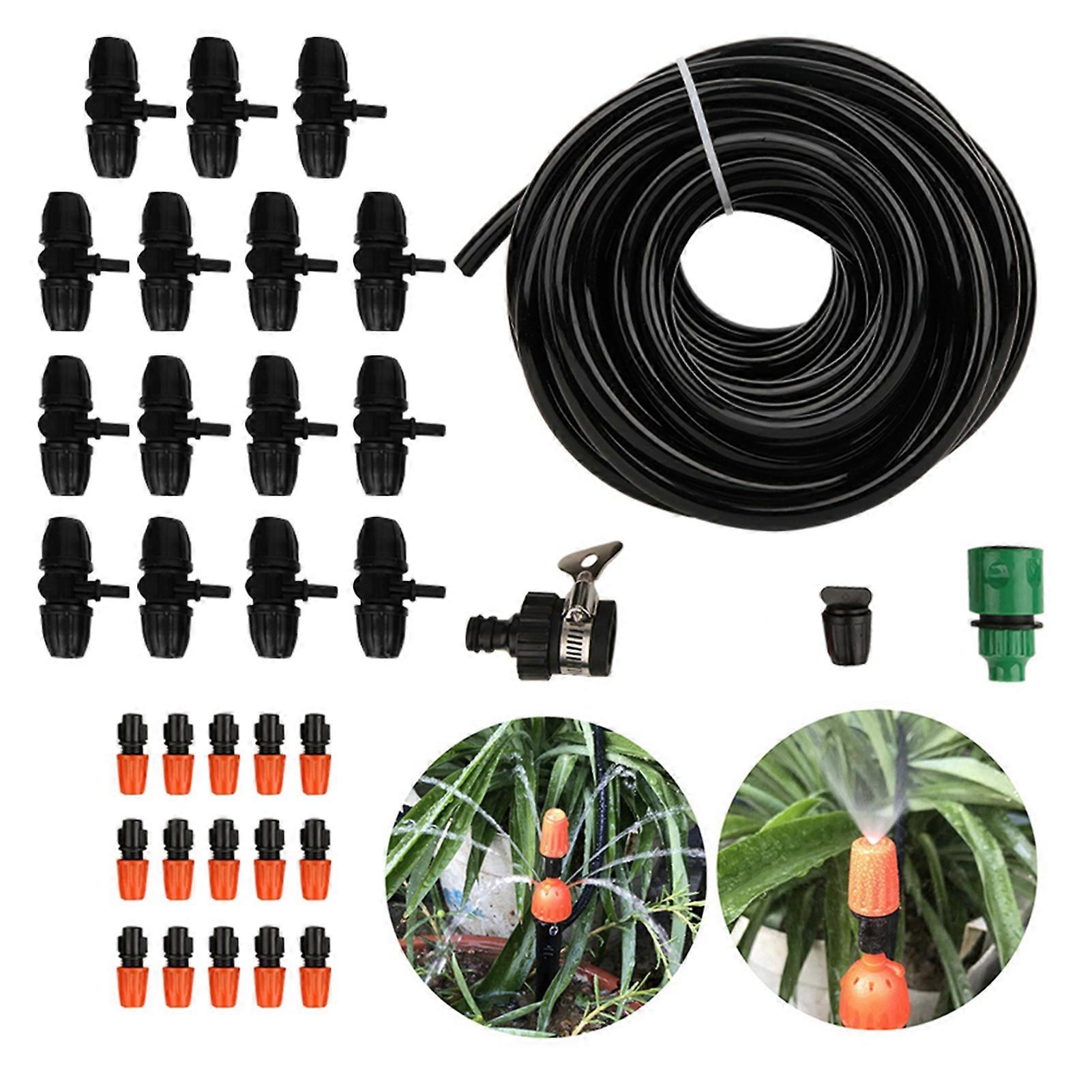 15m/49.2ft 8/11 Hose Atomizing Nozzle Connector Automatic Spraying Drip Irrigation Watering Kit