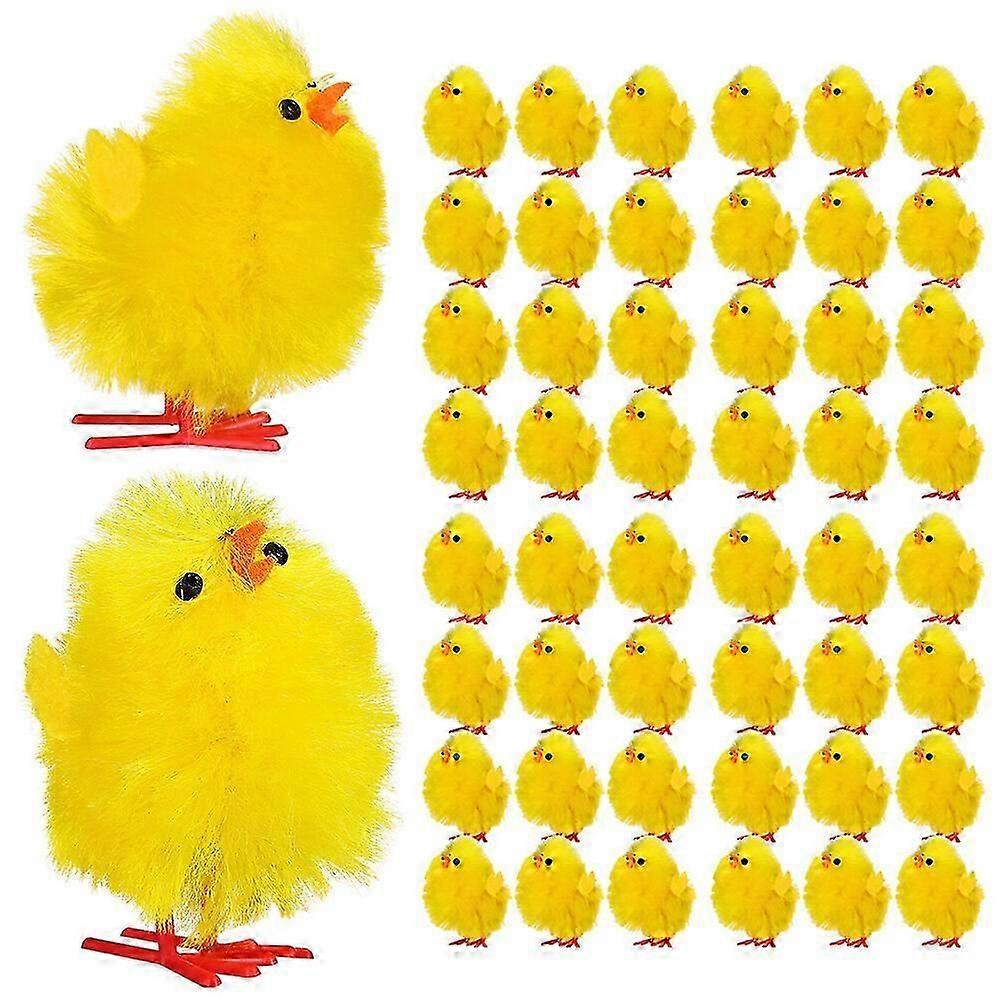 60 mini plastic plush chicks, miniature chick figurines for Easter decoration.