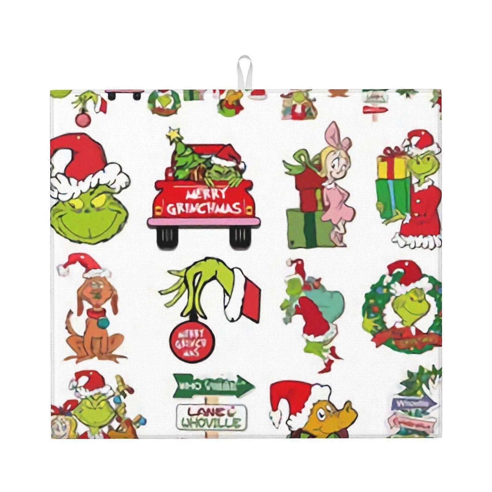 The Grin-Ch Dish Drying Mat For Kitchen Counter, Microfiber Dish Mat, Fast Absorbent Draining Pad