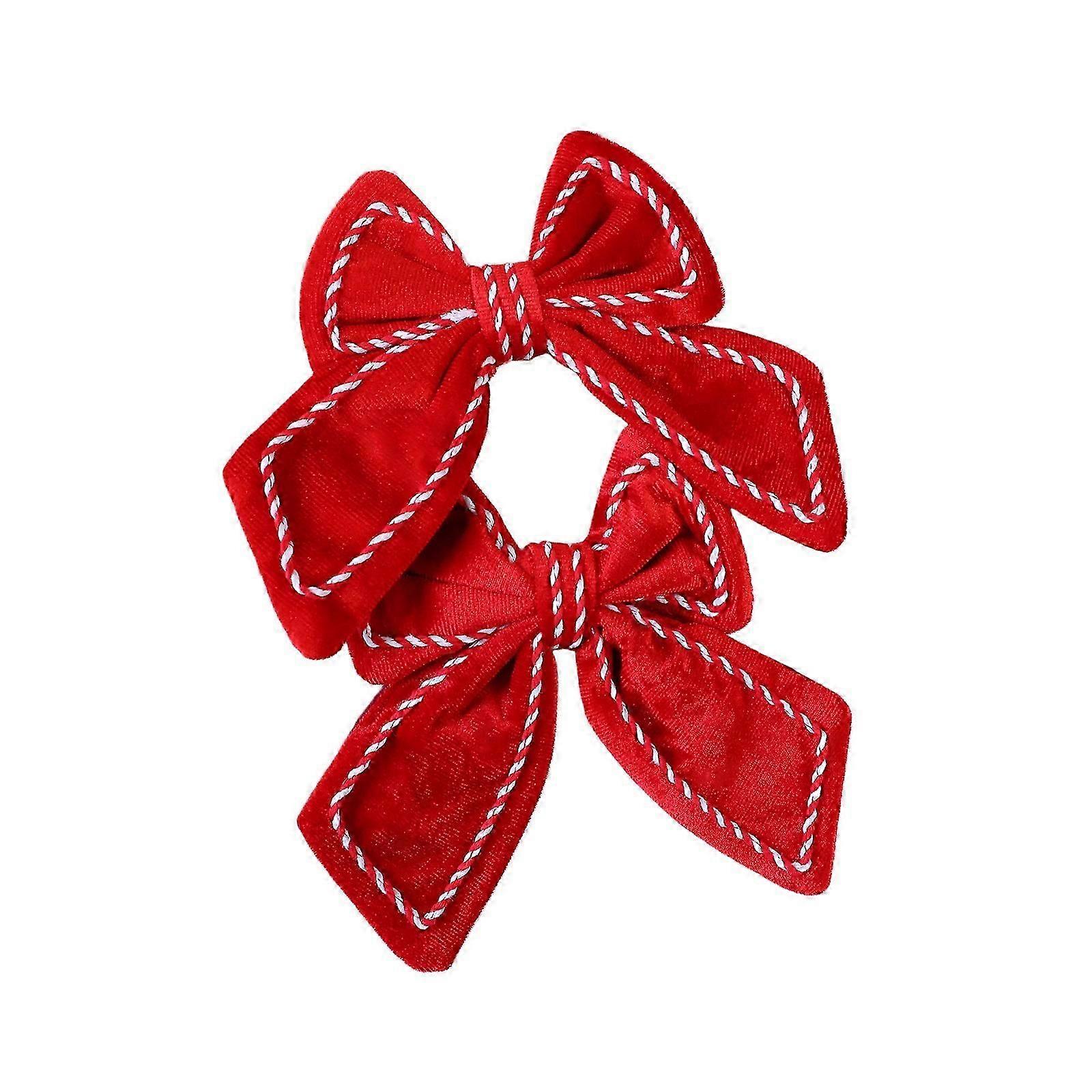 Hochwertige, samtige Weihnachtsschleifen, 2er-Set, wiederverwendbar, weicher Stoff, Akzent für Kamin und Türrahmen, Rot